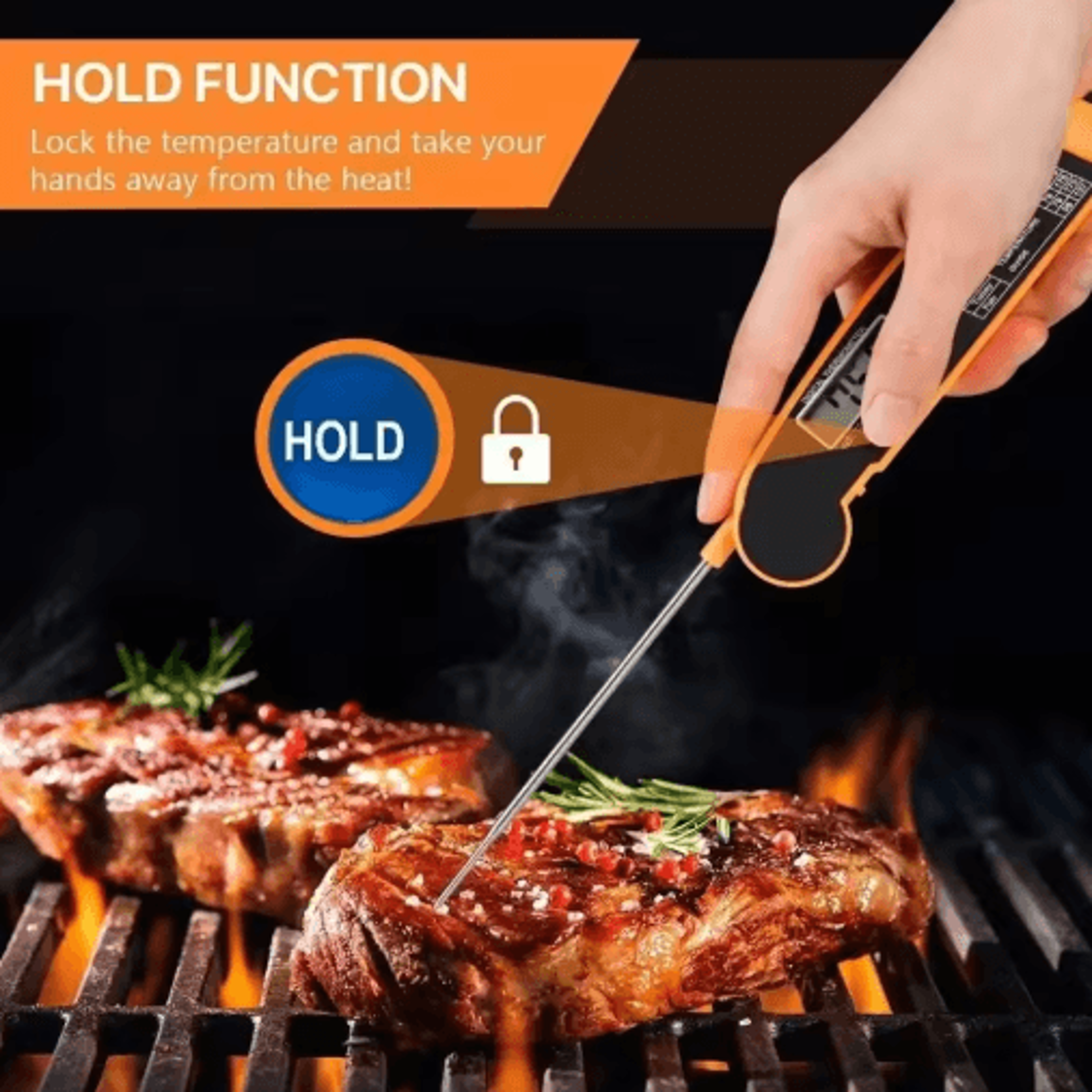 Instant Read Digital Meat Thermometer  High Accuracy Waterproof BBQ  Kitchen Thermometer With Backl 5