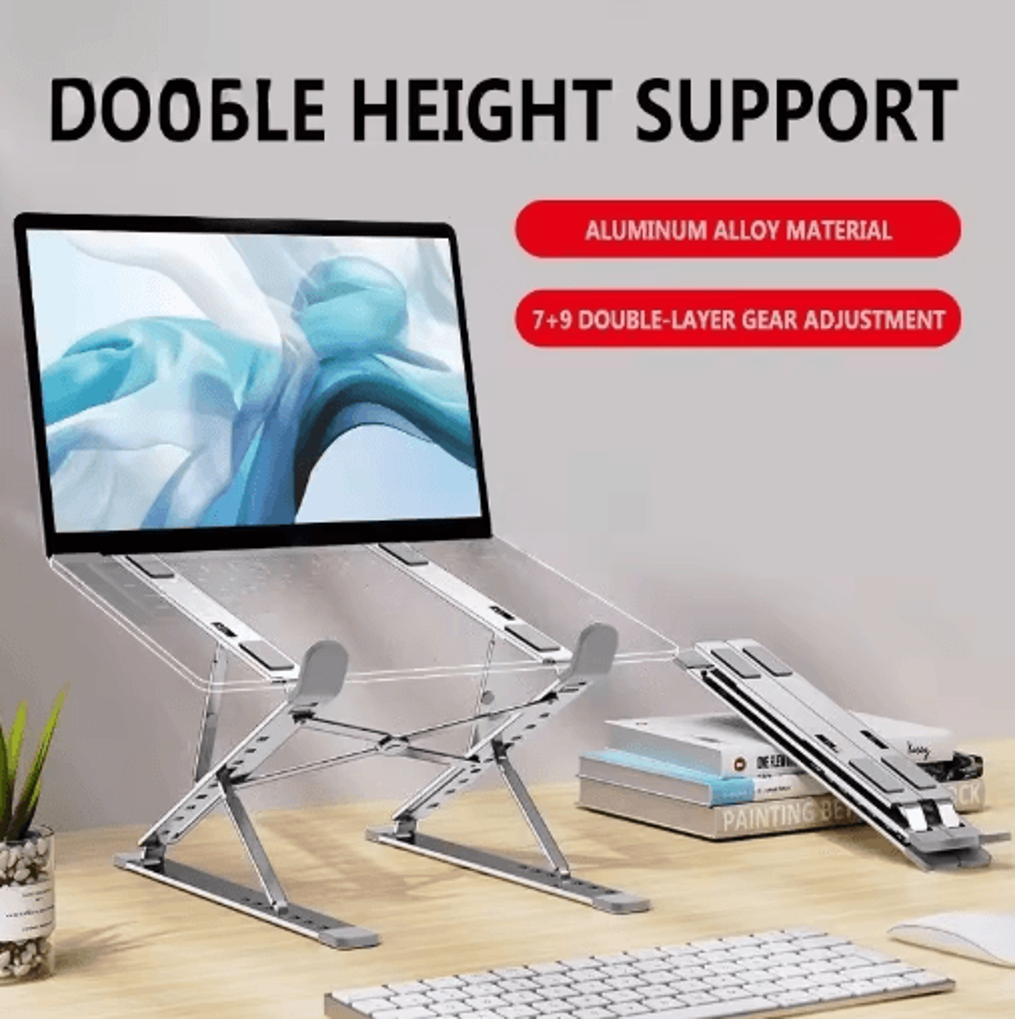 Adjustable Aluminum Laptop Stand With Foldable Cooling Design 0