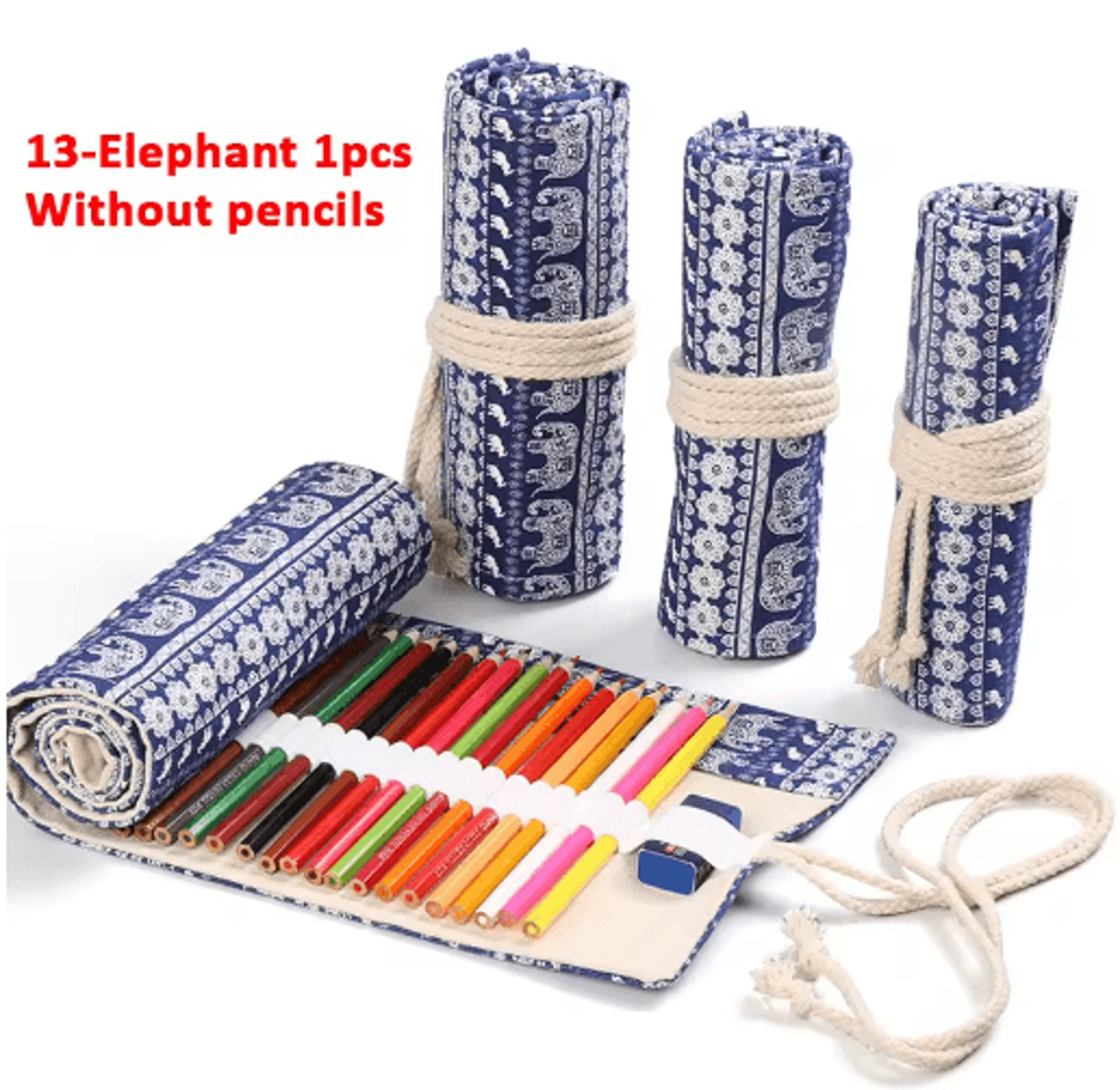 Canvas Roll Up Pencil Case For Pens Brushes  School Supplies 11