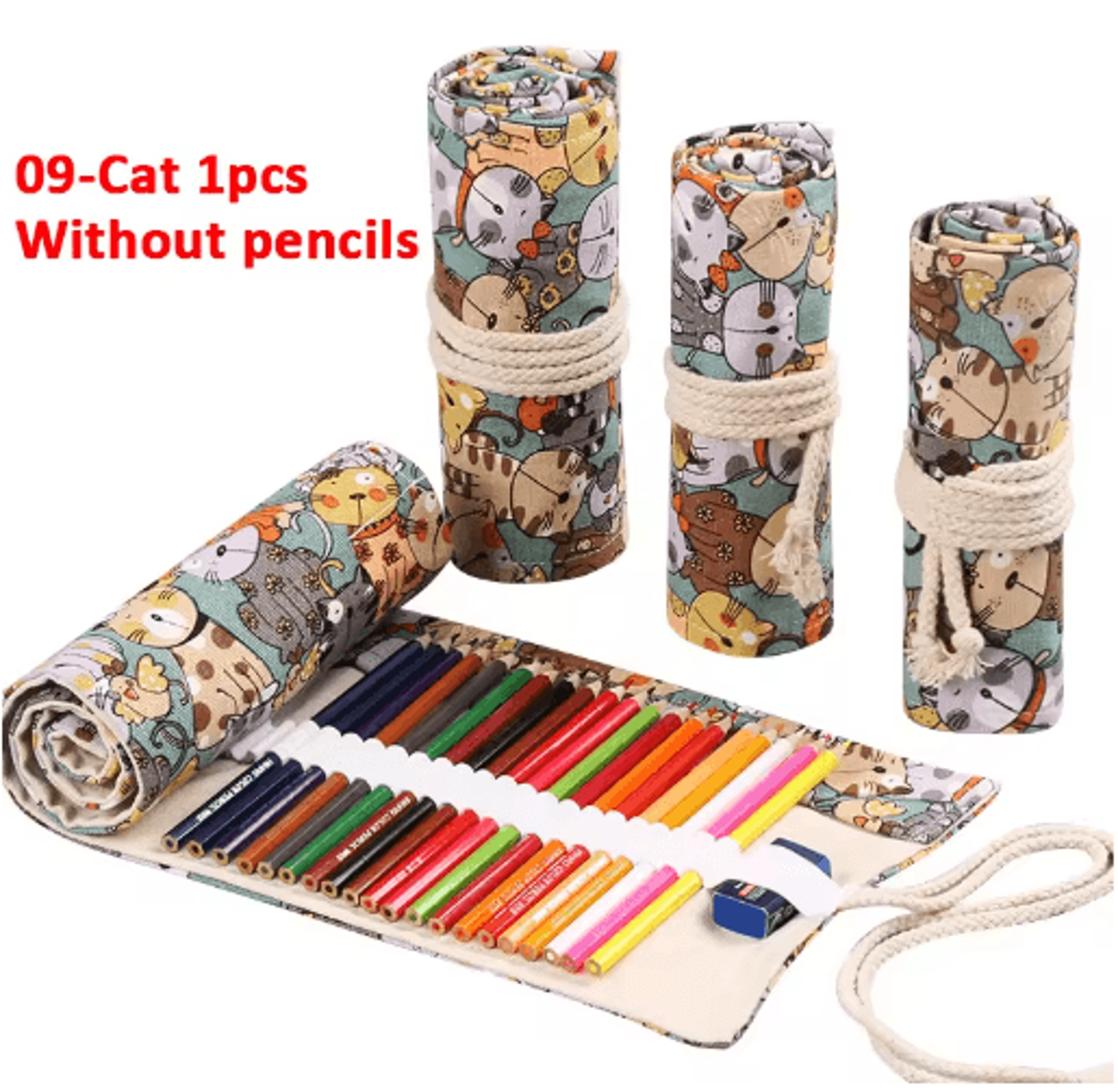 Canvas Roll Up Pencil Case For Pens Brushes  School Supplies 15