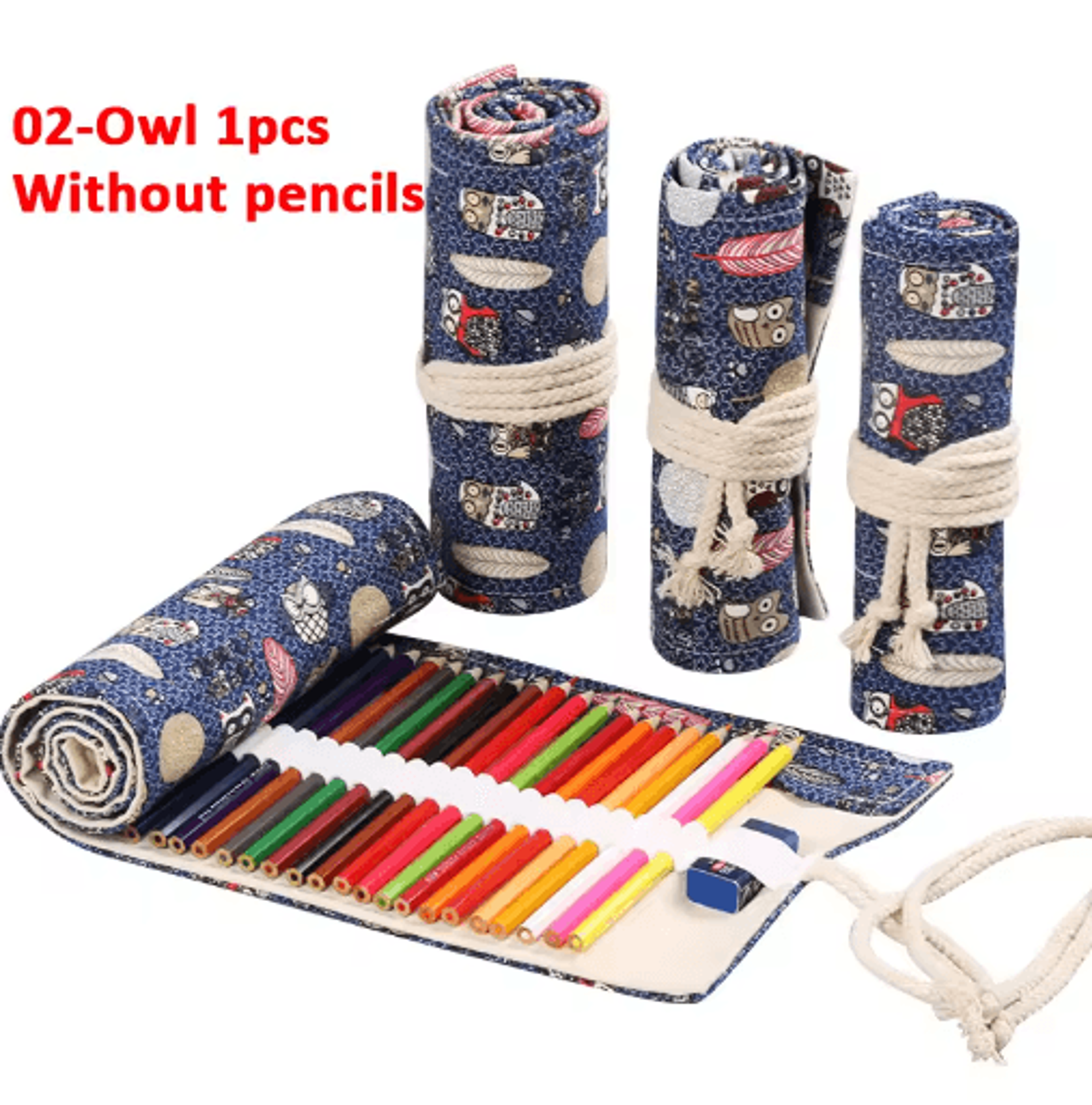 Canvas Roll Up Pencil Case For Pens Brushes  School Supplies 22
