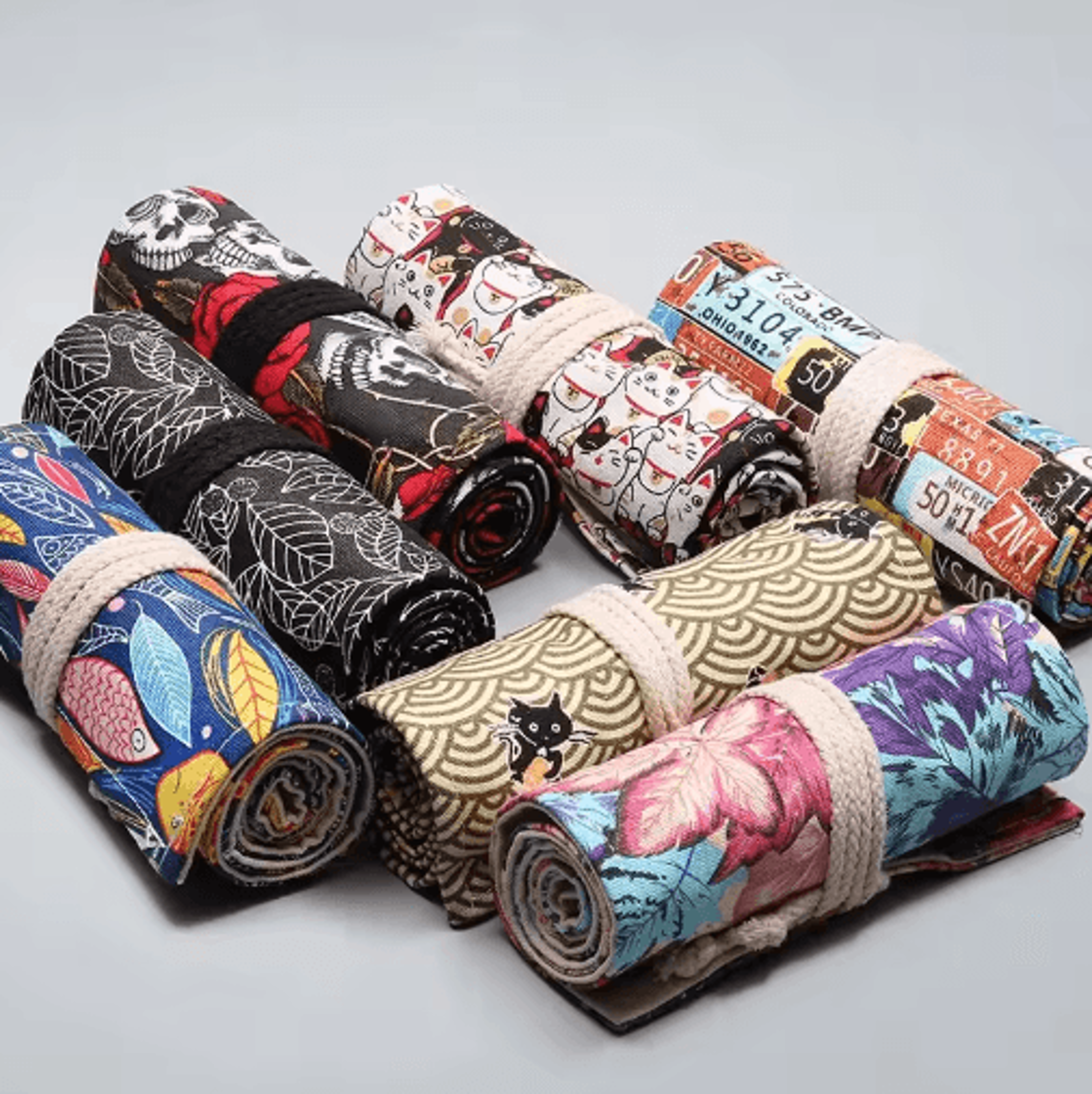 Canvas Roll Up Pencil Case For Pens Brushes  School Supplies 24