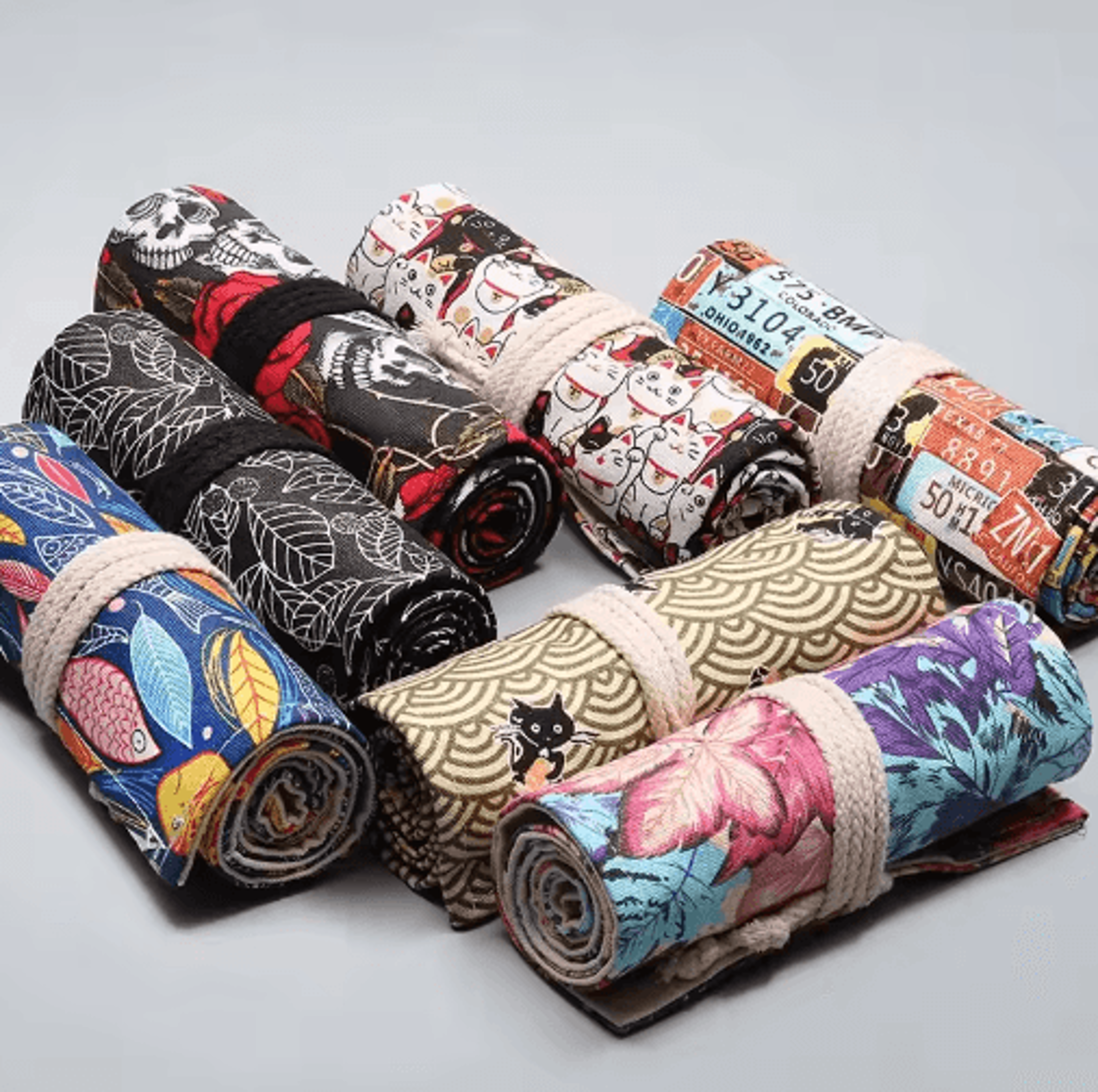 Canvas Roll Up Pencil Case For Pens Brushes  School Supplies 28