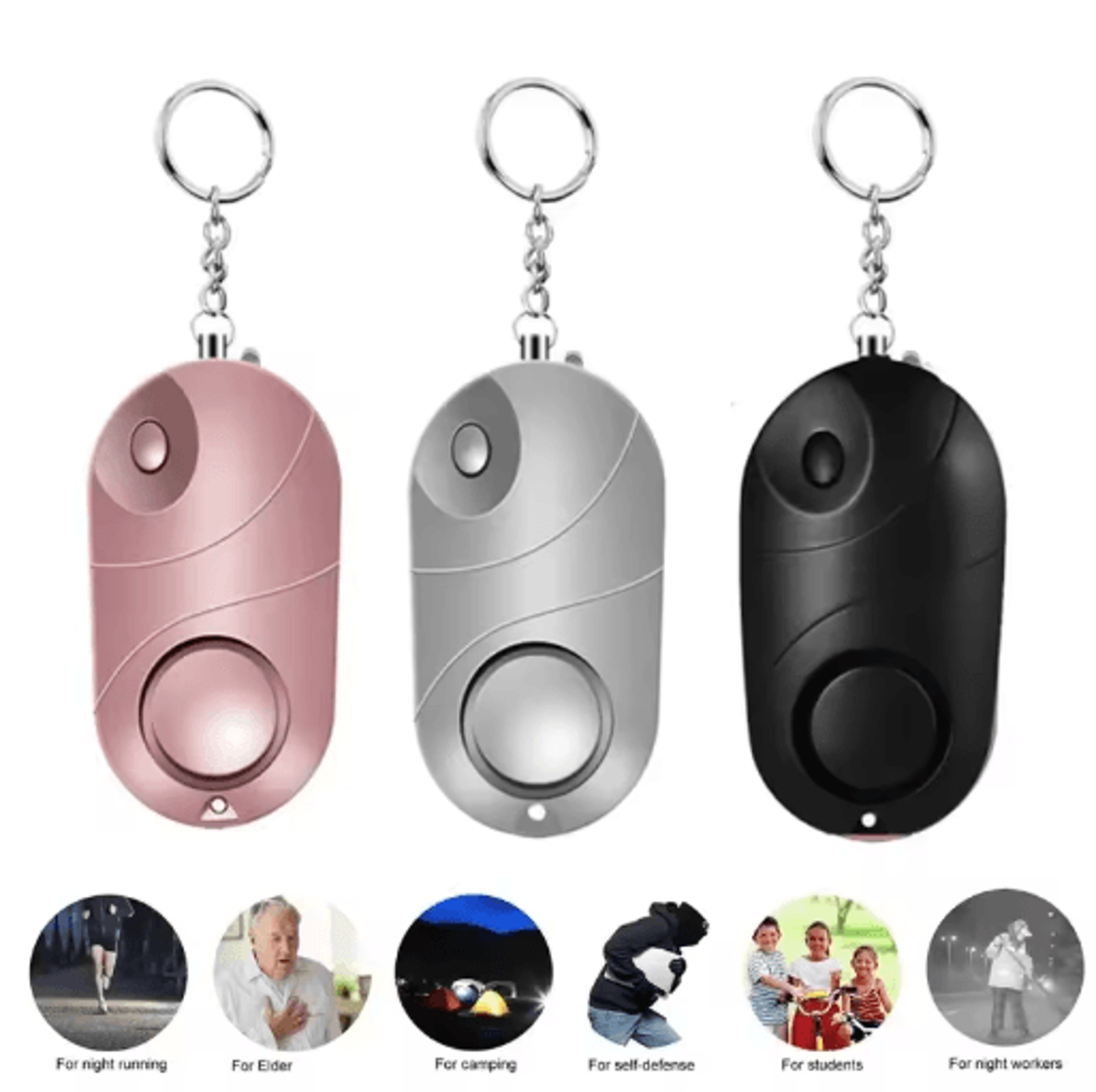 Personal Safety Alarm Keychain With LED Flashlight For Women  Kids 0