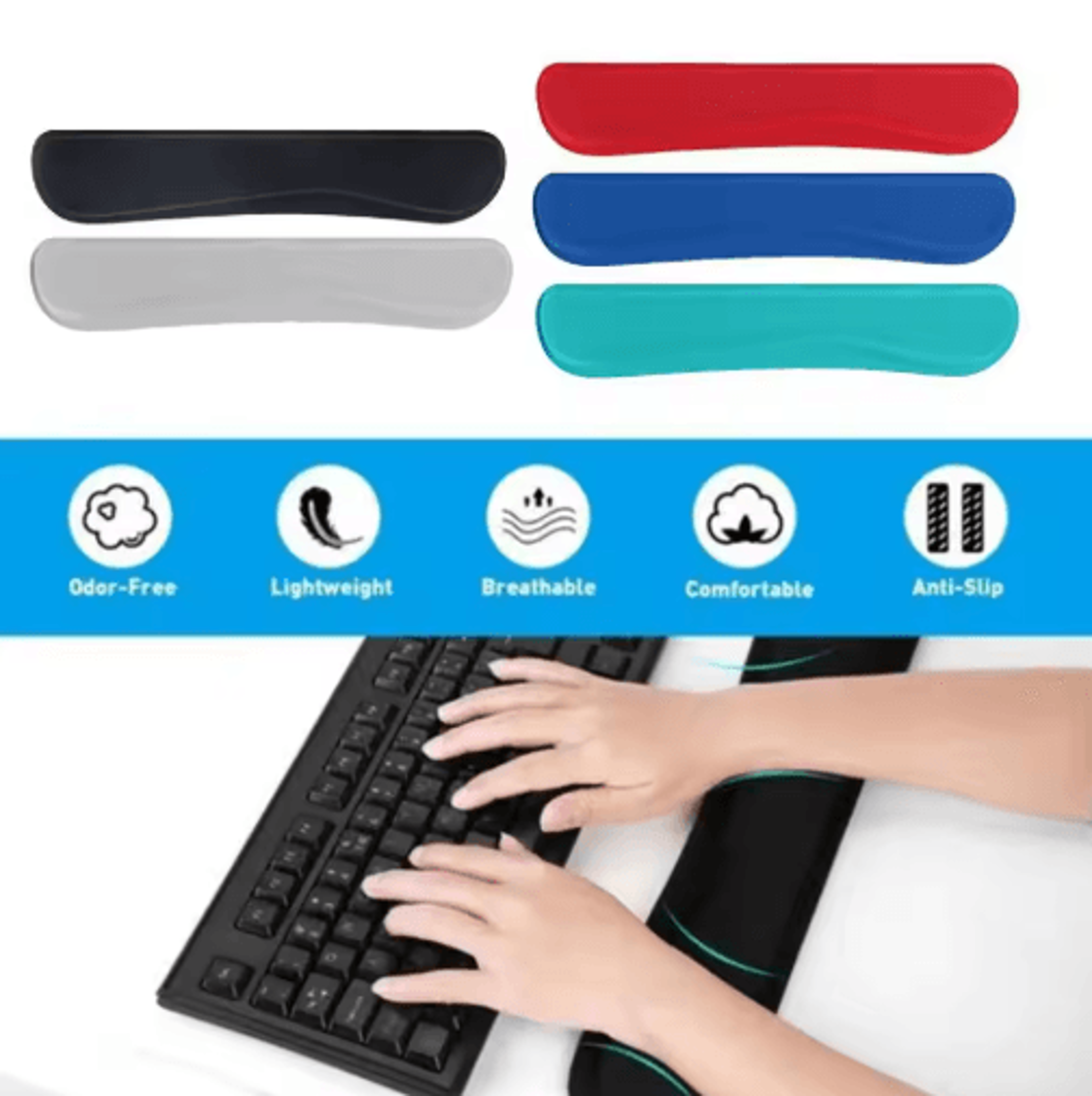 Ergonomic Memory Foam Keyboard Wrist Rest Pad For Gaming  Office Use 0