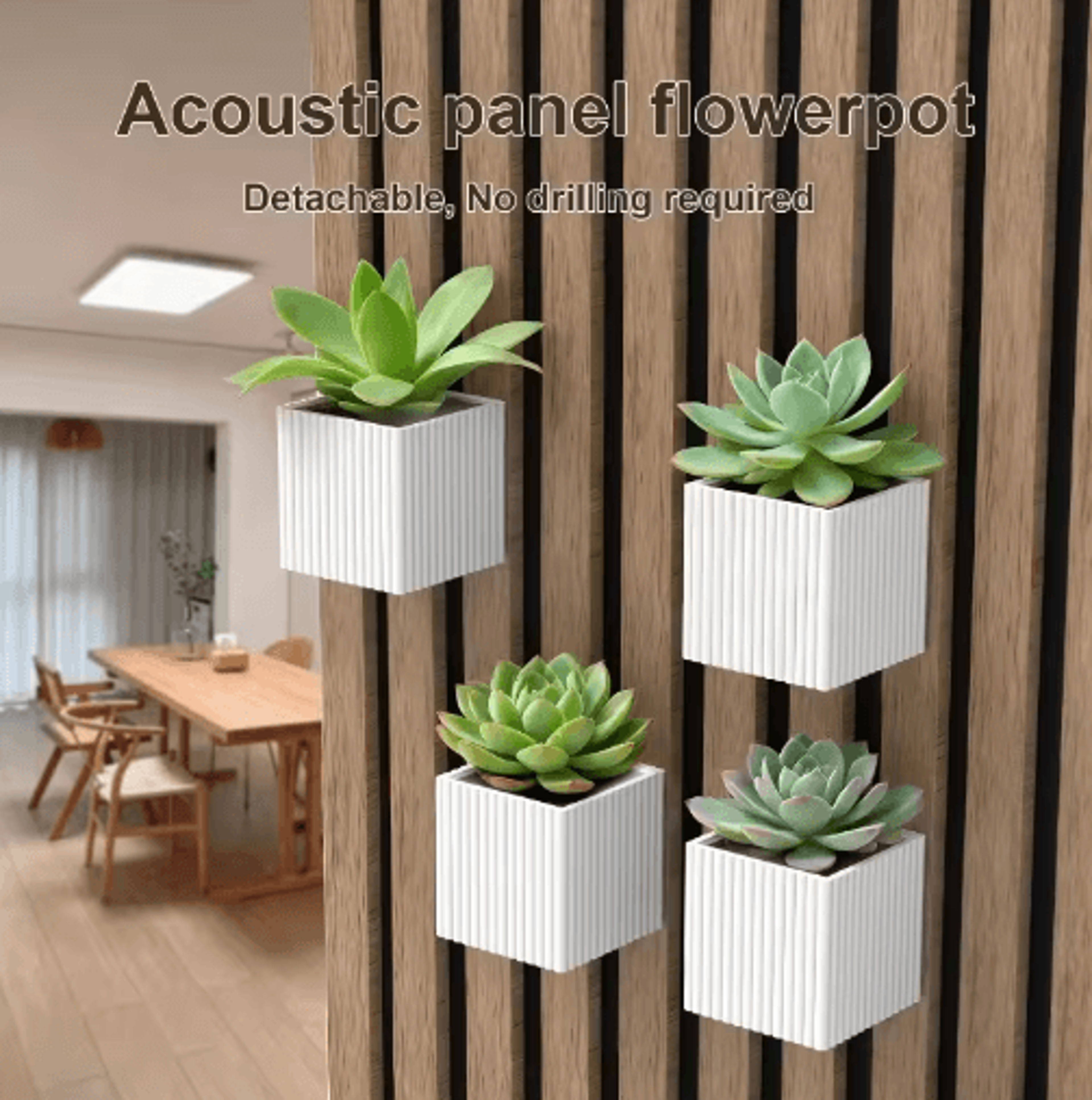 Square Acoustic Panel Shelf Rack For Plants  Stylish Storage 2