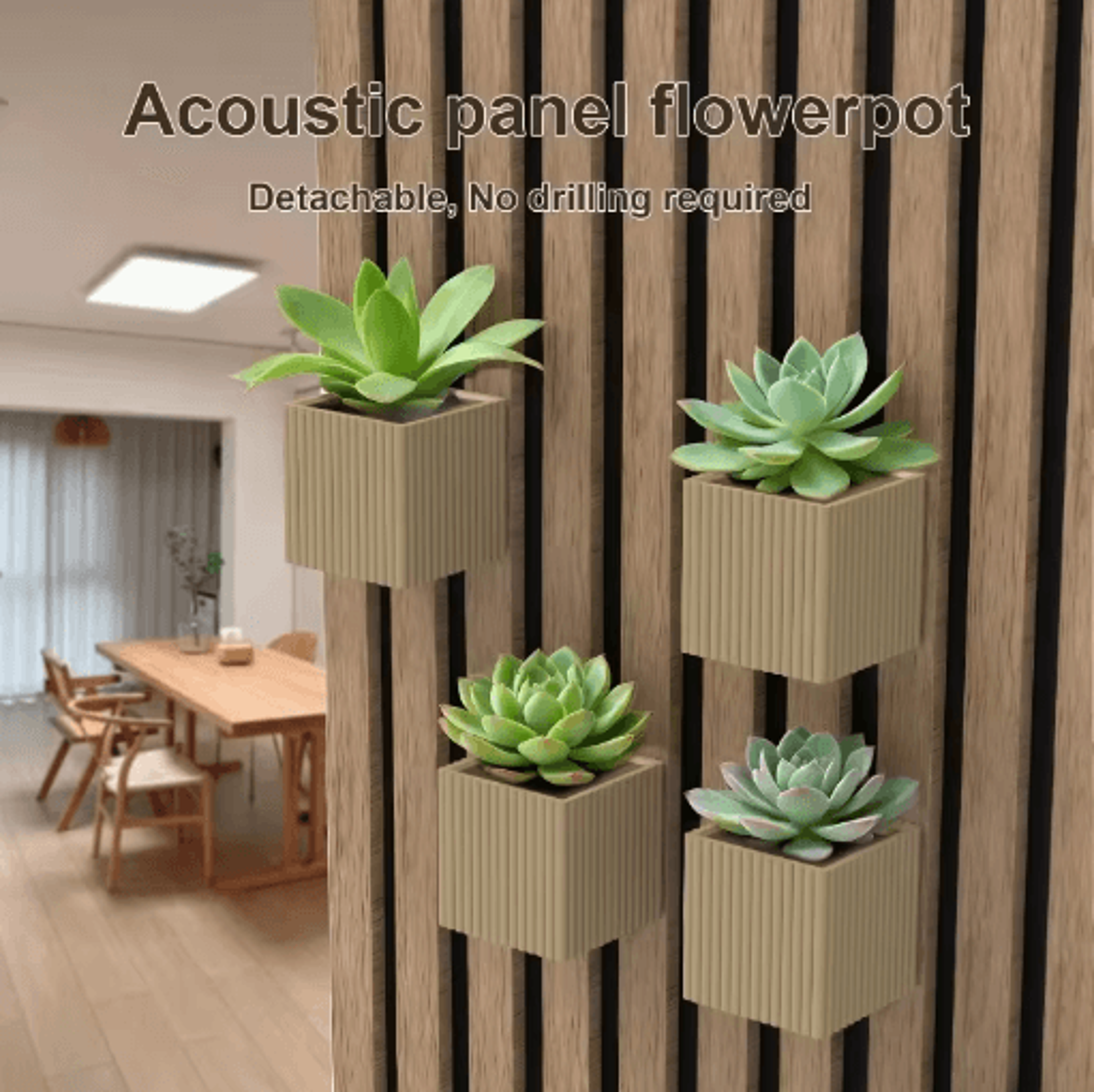 Square Acoustic Panel Shelf Rack For Plants  Stylish Storage 6