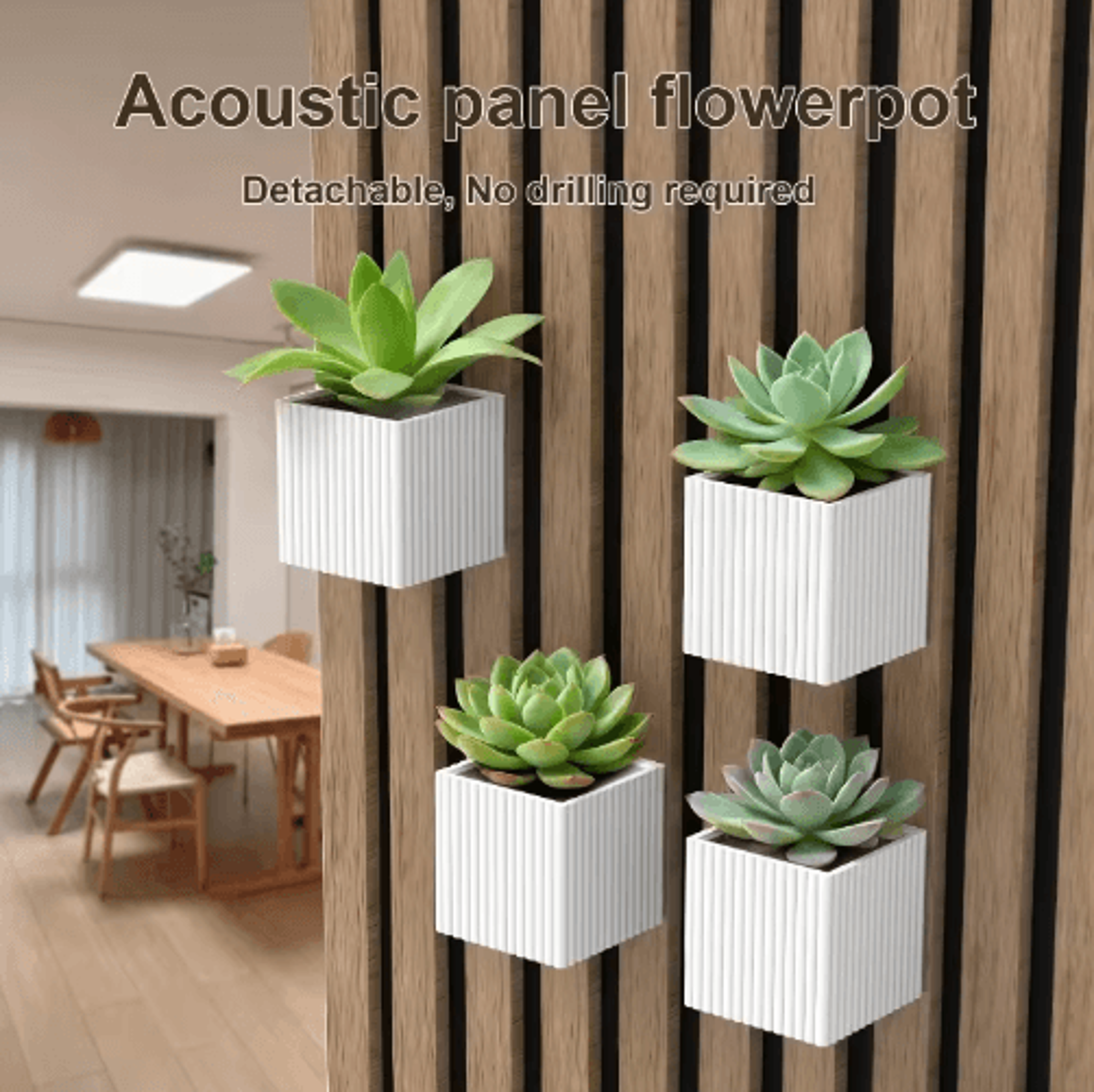 Square Acoustic Panel Shelf Rack For Plants  Stylish Storage 0