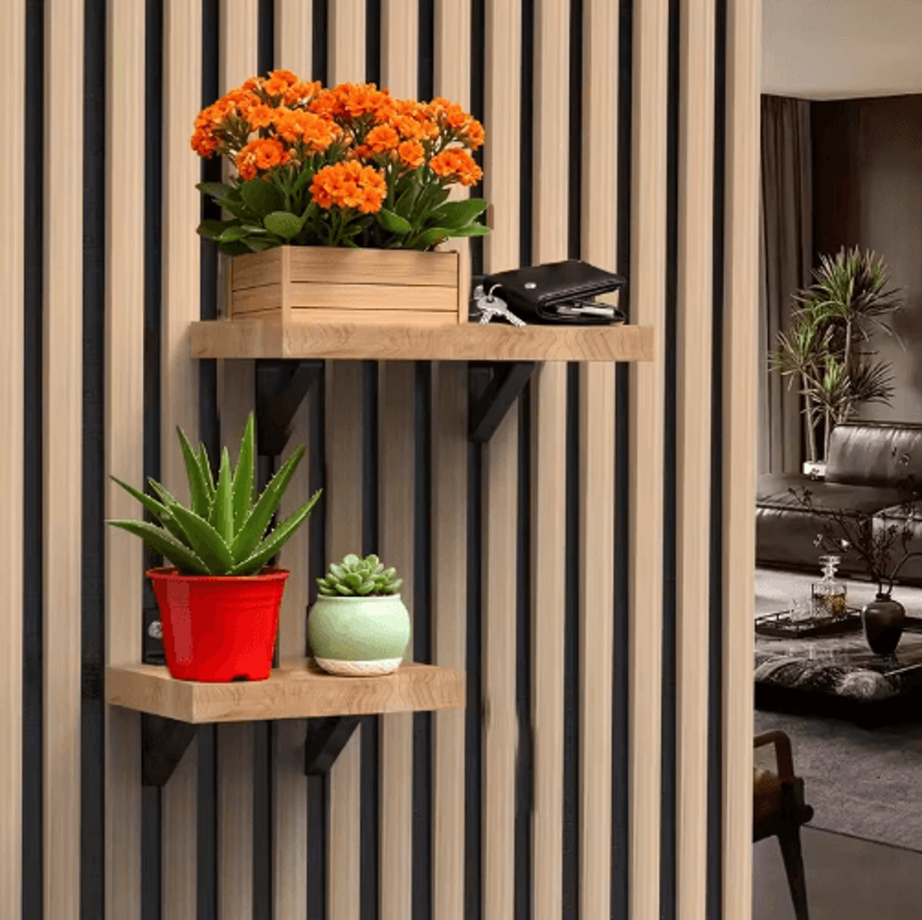 2PCS DrillFree Acoustic Panel Brackets For Shelves  Plant Display 0