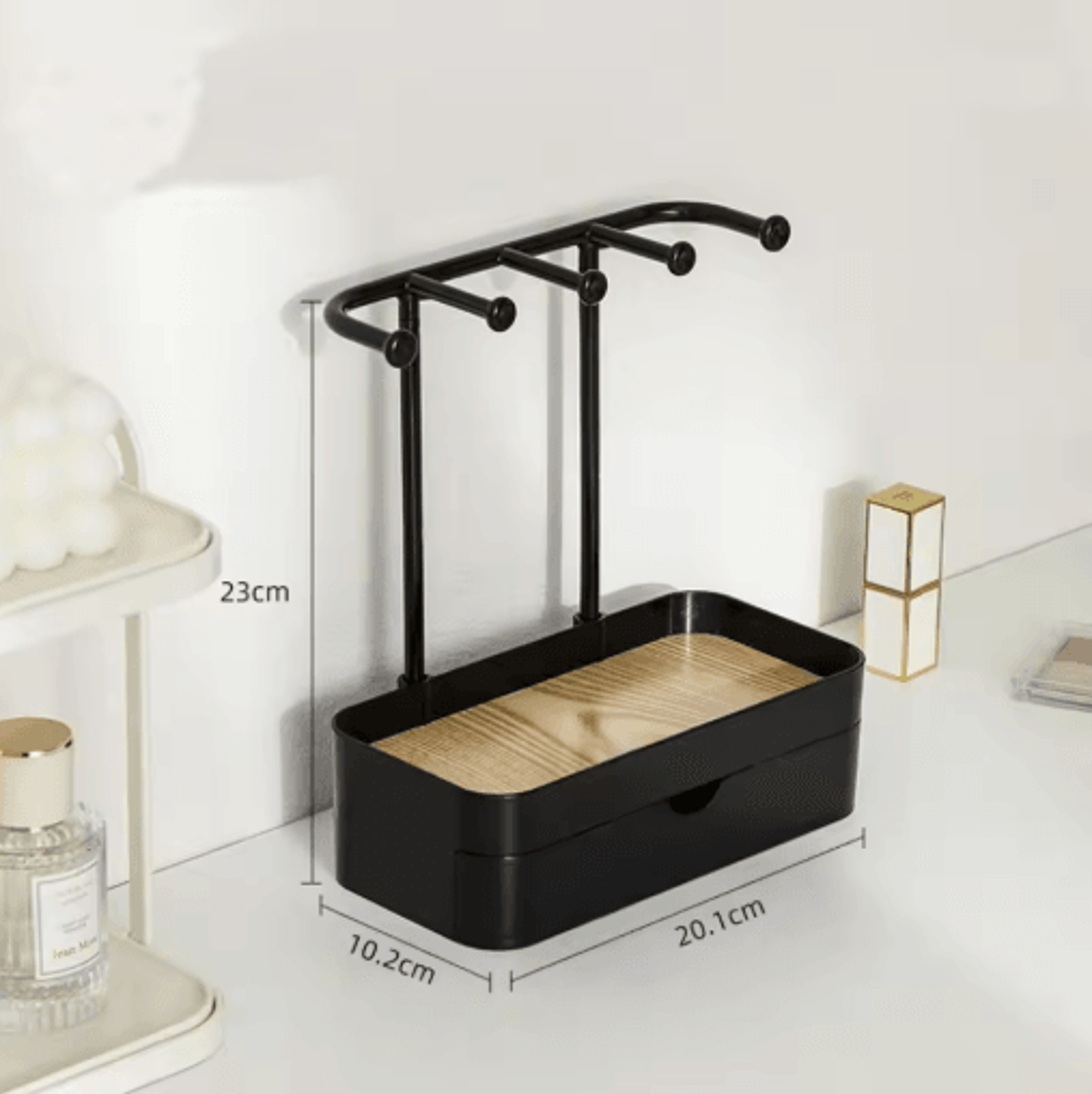 Wooden Jewelry Display Rack With Drawer For Earrings  Necklaces 2