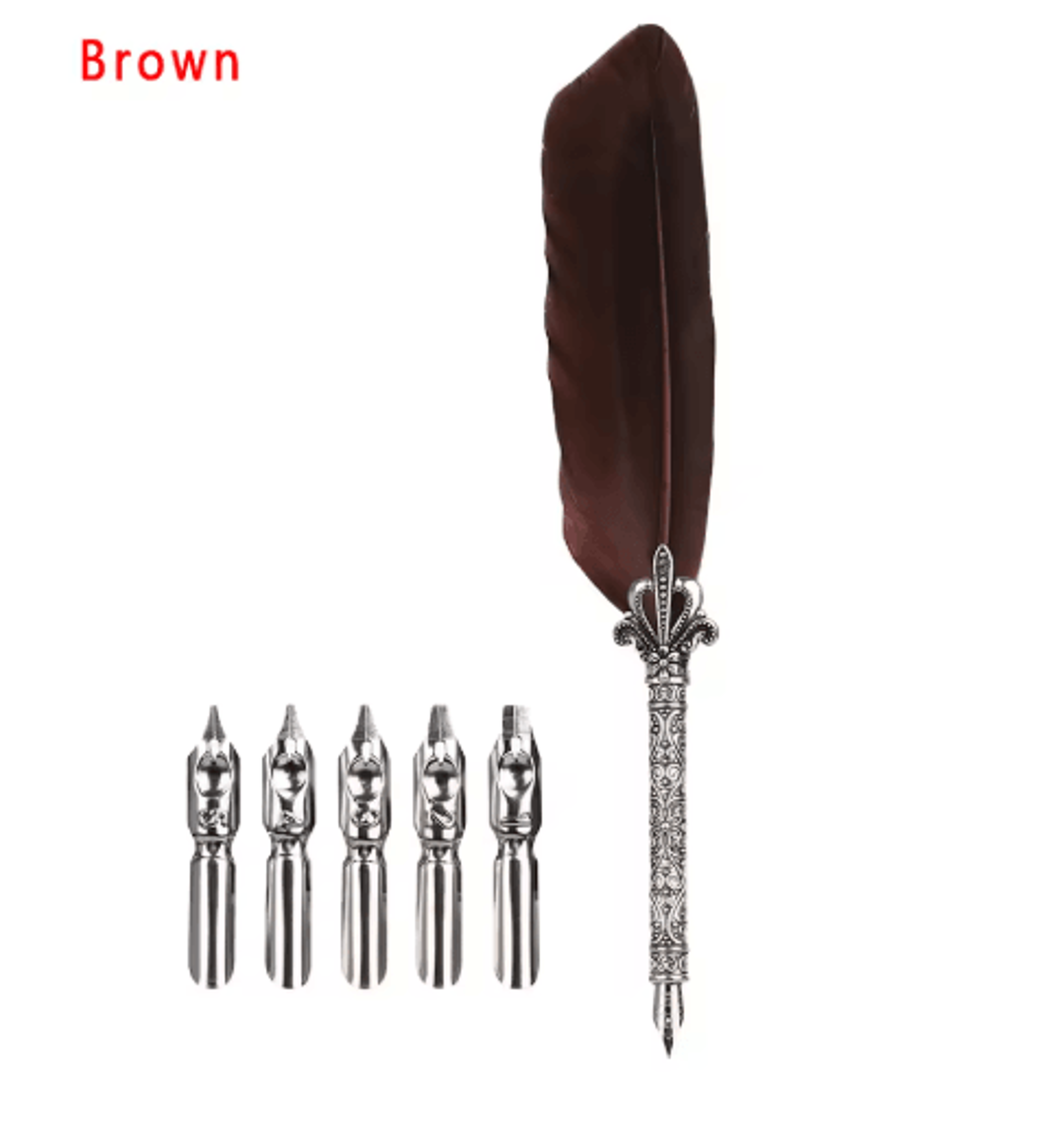 Luxury Vintage Feather Quill Pen Set With Gift Box  5 Nibs 4