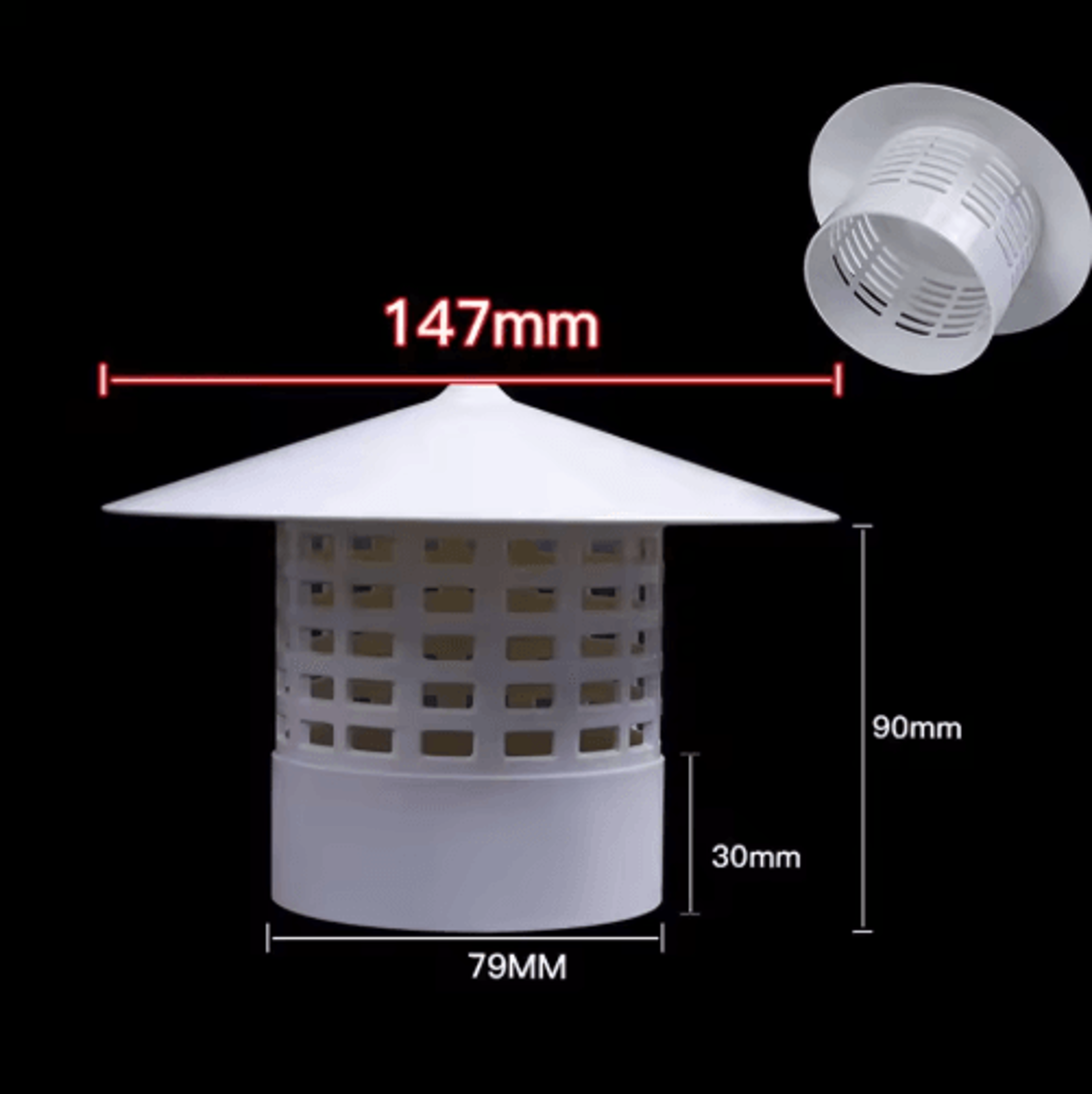 PVC Roof Vent Cap For Round Duct Ventilation  Exhaust Systems 4
