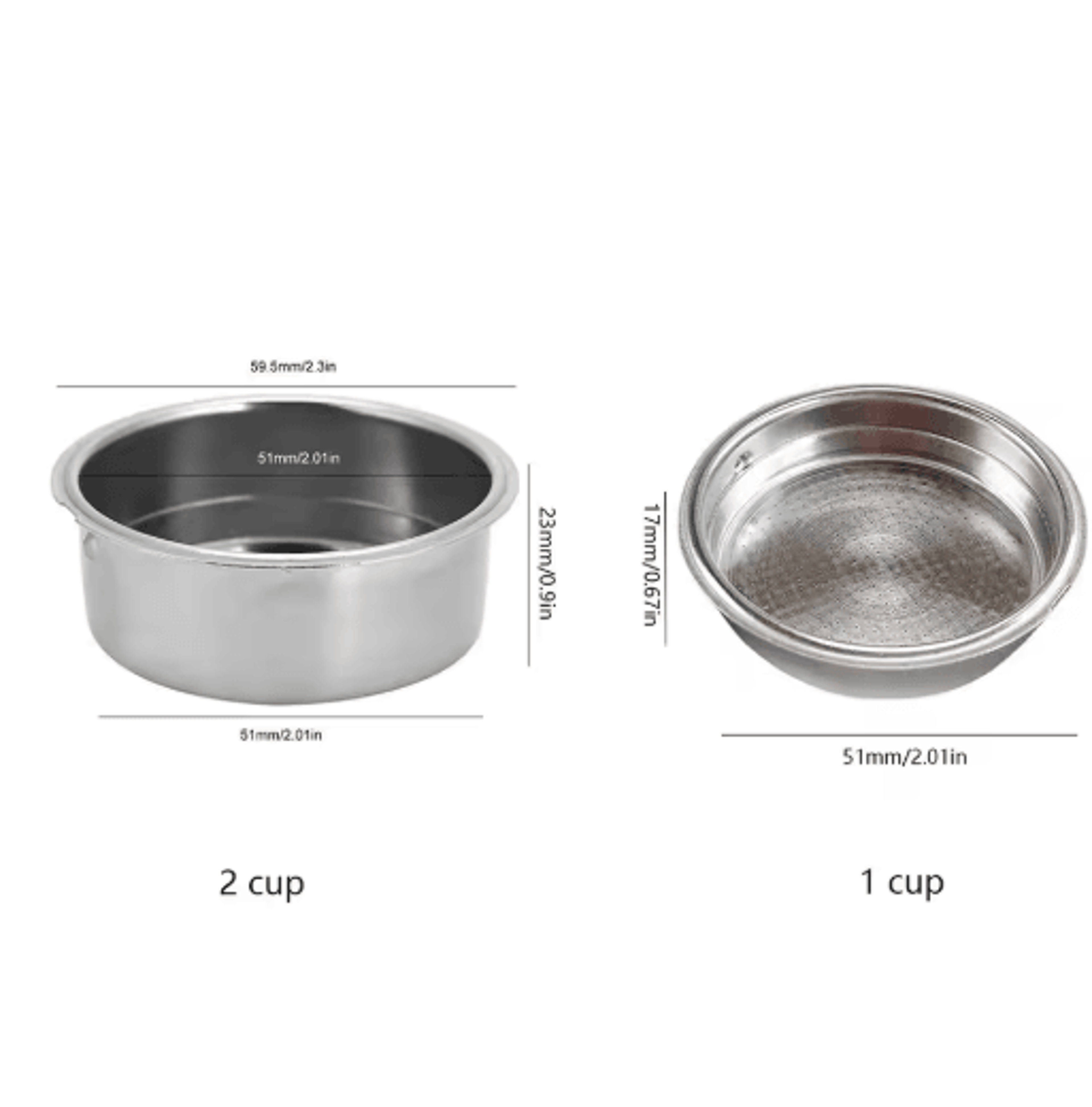 51mm Stainless Steel Pressurized Coffee Filter Basket For Espresso Machines 5