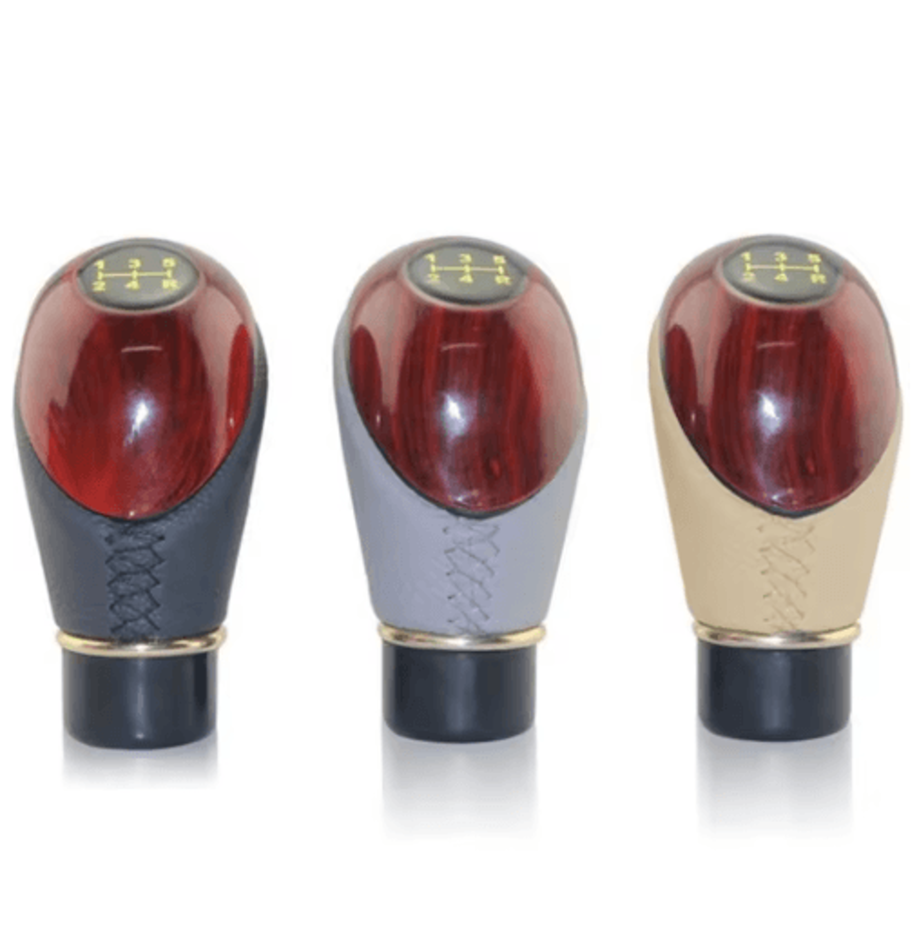 Universal Wooden  PU Leather 5Speed Manual Gear Shift Knob 0