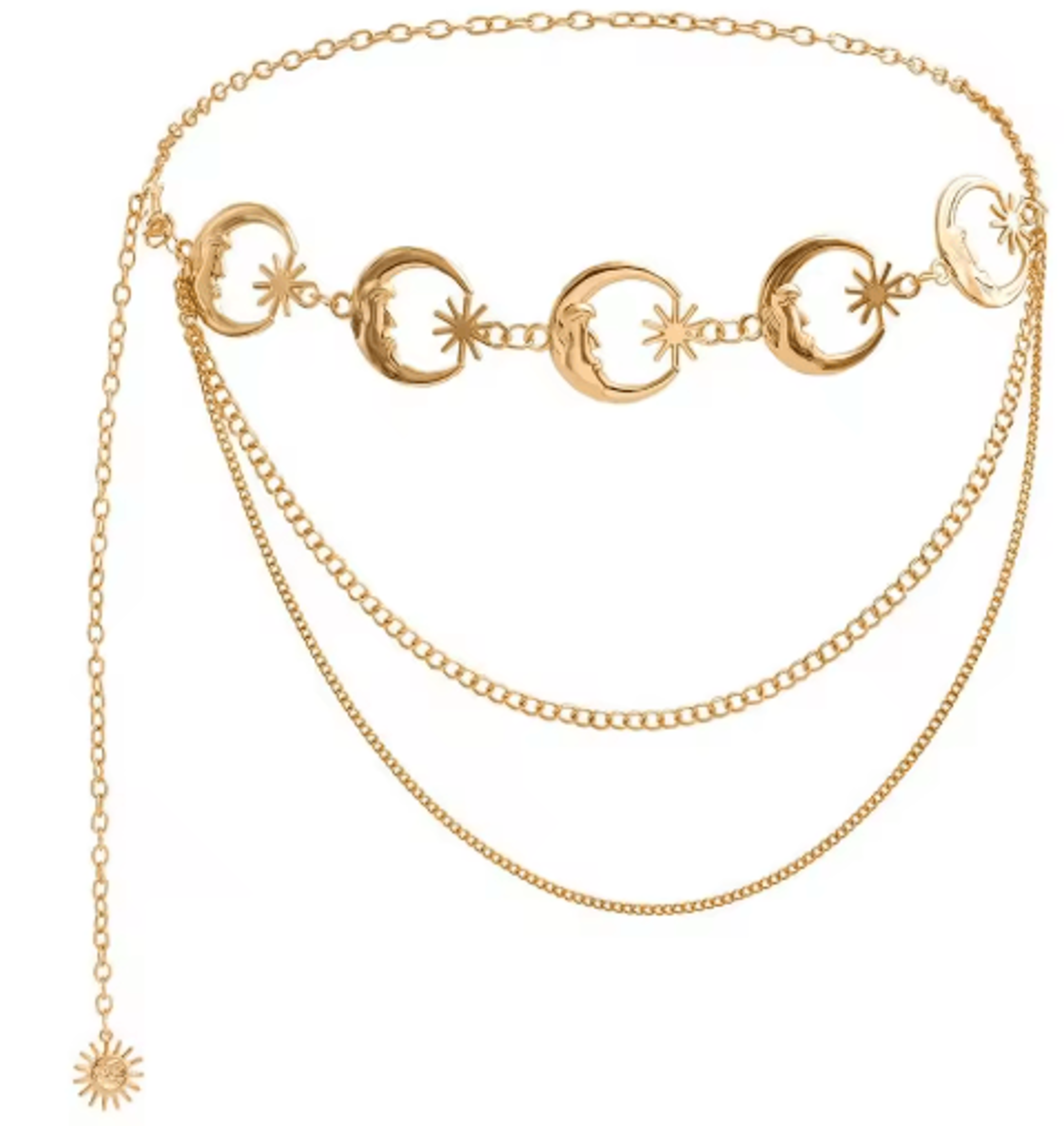 Vintage Moon Layered Waist Chain Belt For Womens Dresses  Streetwear 2