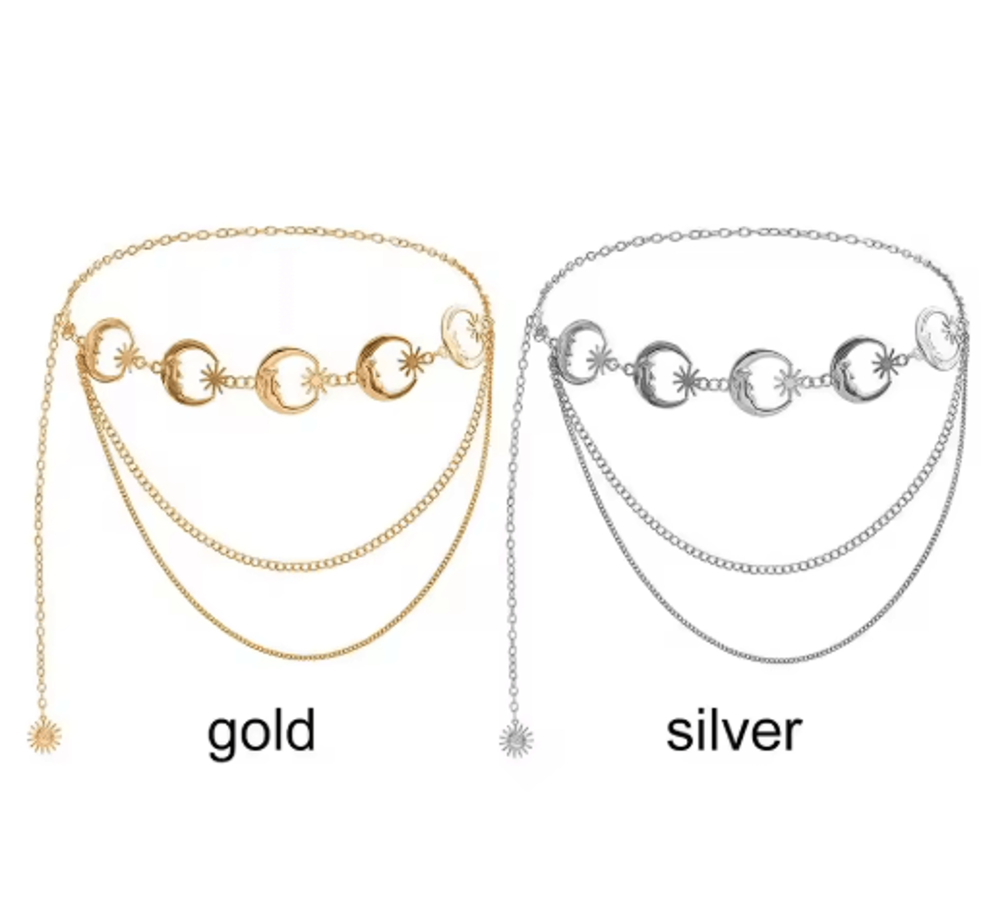 Vintage Moon Layered Waist Chain Belt For Womens Dresses  Streetwear 3