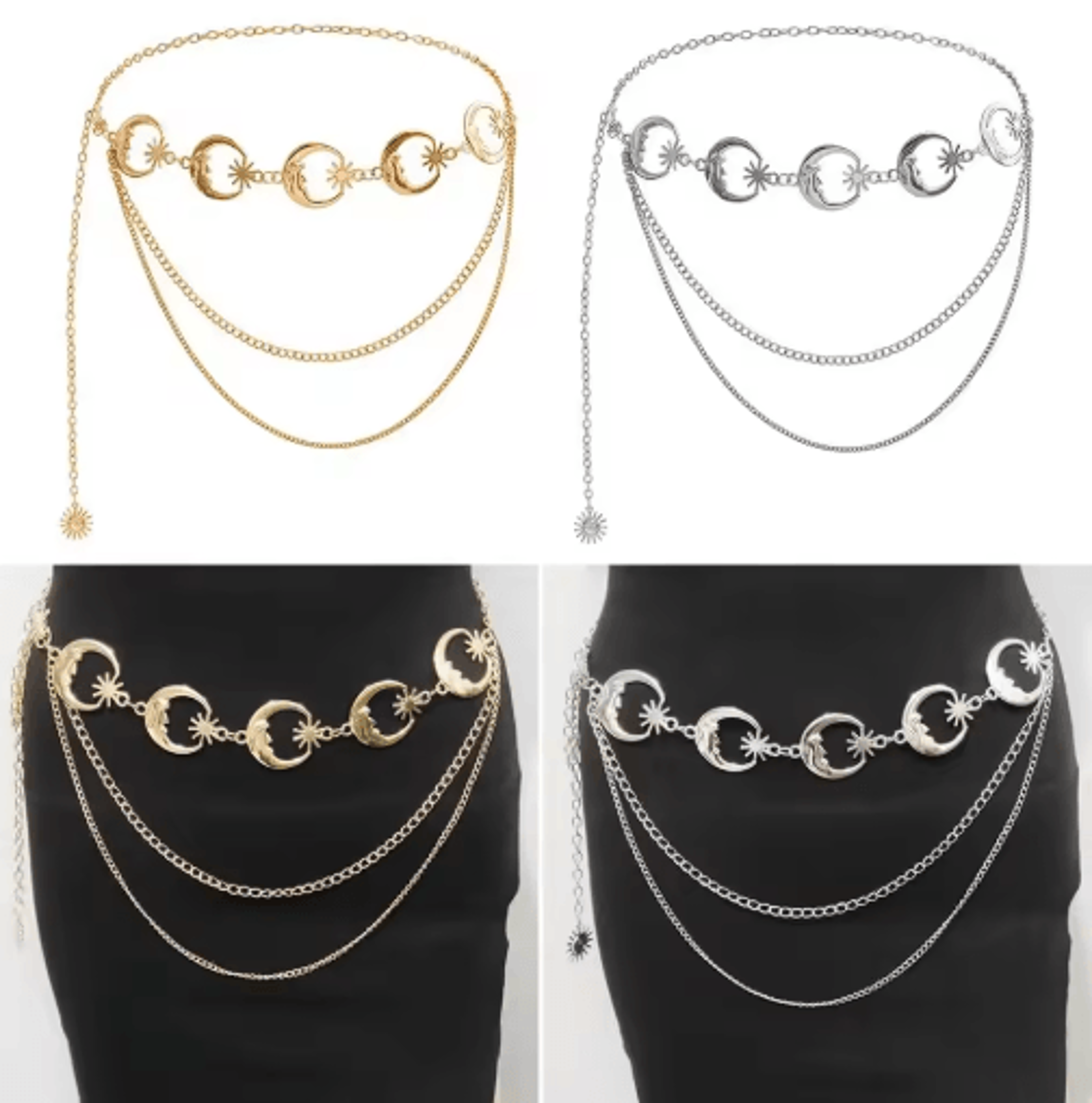 Vintage Moon Layered Waist Chain Belt For Womens Dresses  Streetwear 0