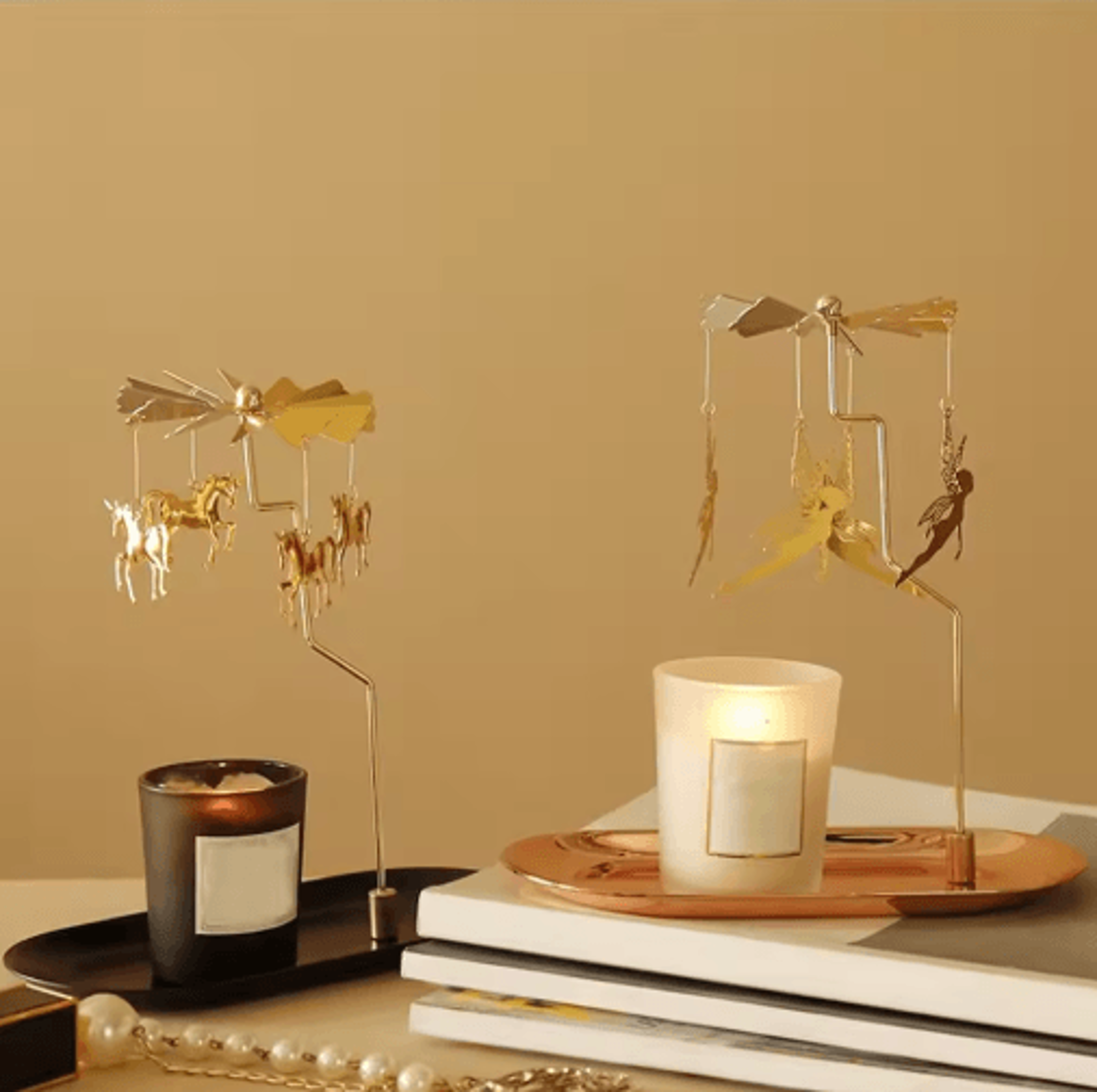 Rotating Gold Tealight Candle Holder For Romantic Home  Wedding Decor 0