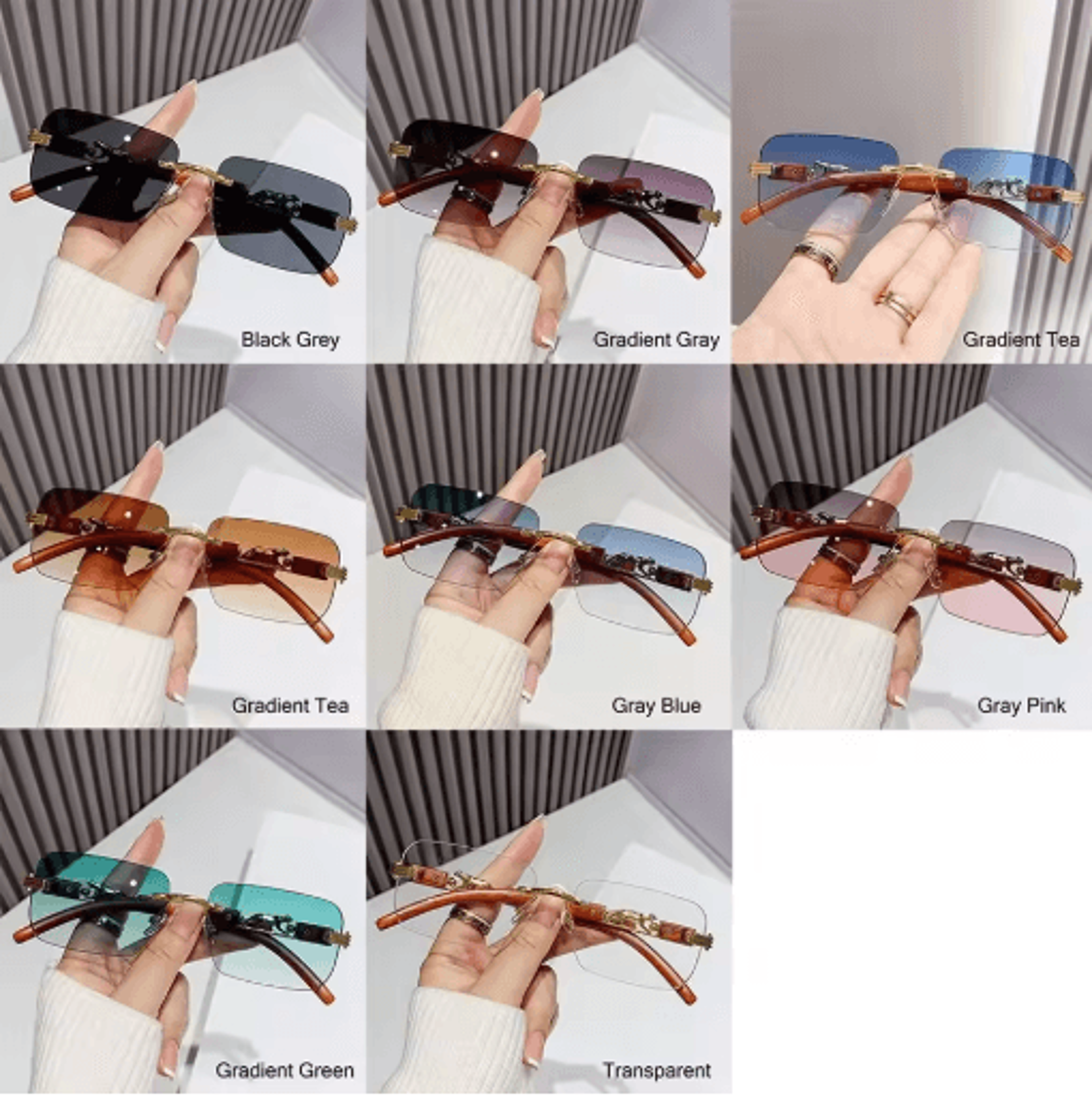 Rimless Retro Sunglasses With Metal Temples For Men  Women 10