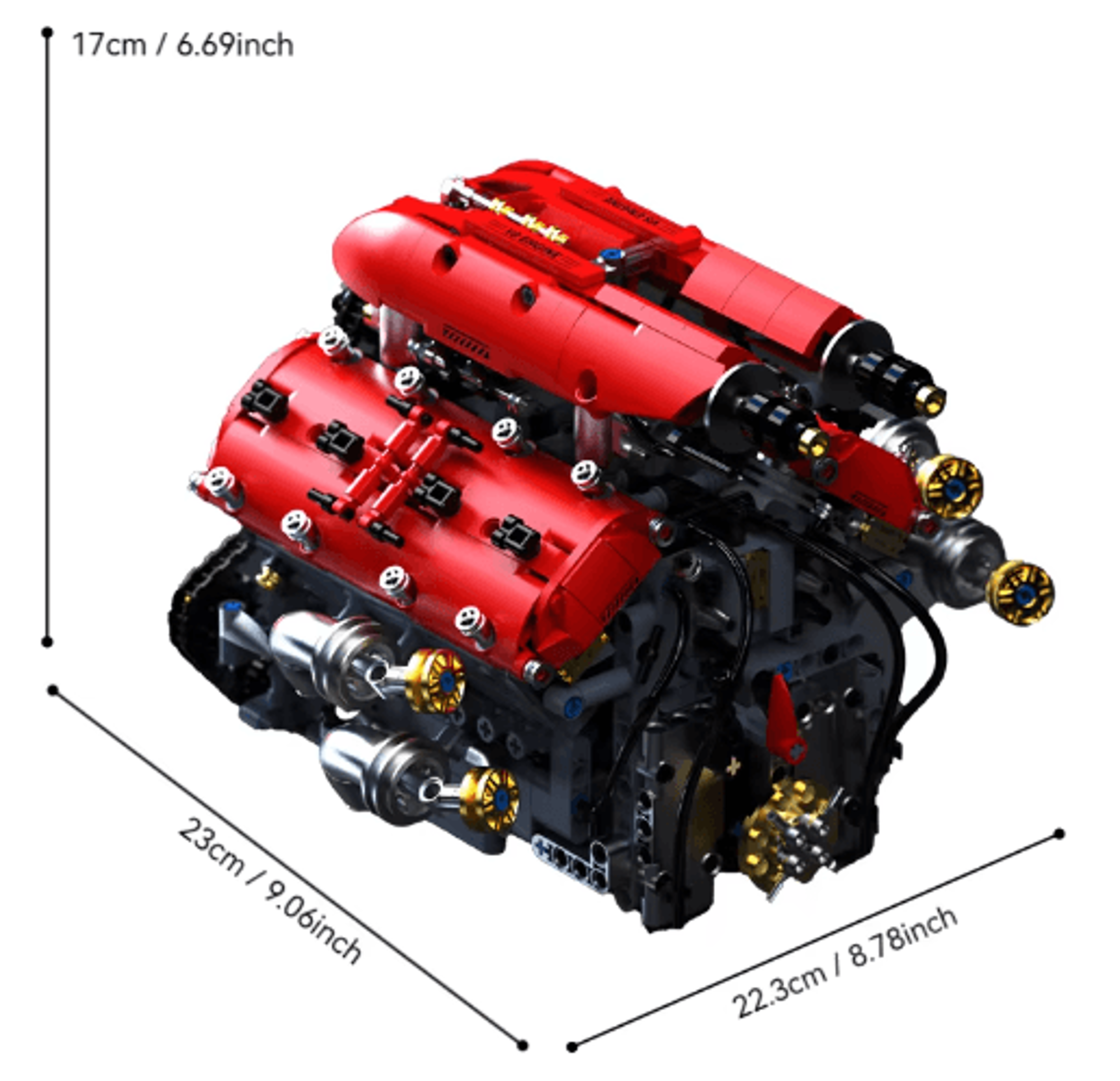 Technical V8 Engine Building Block Set With Electric Motor  1370PCS 3