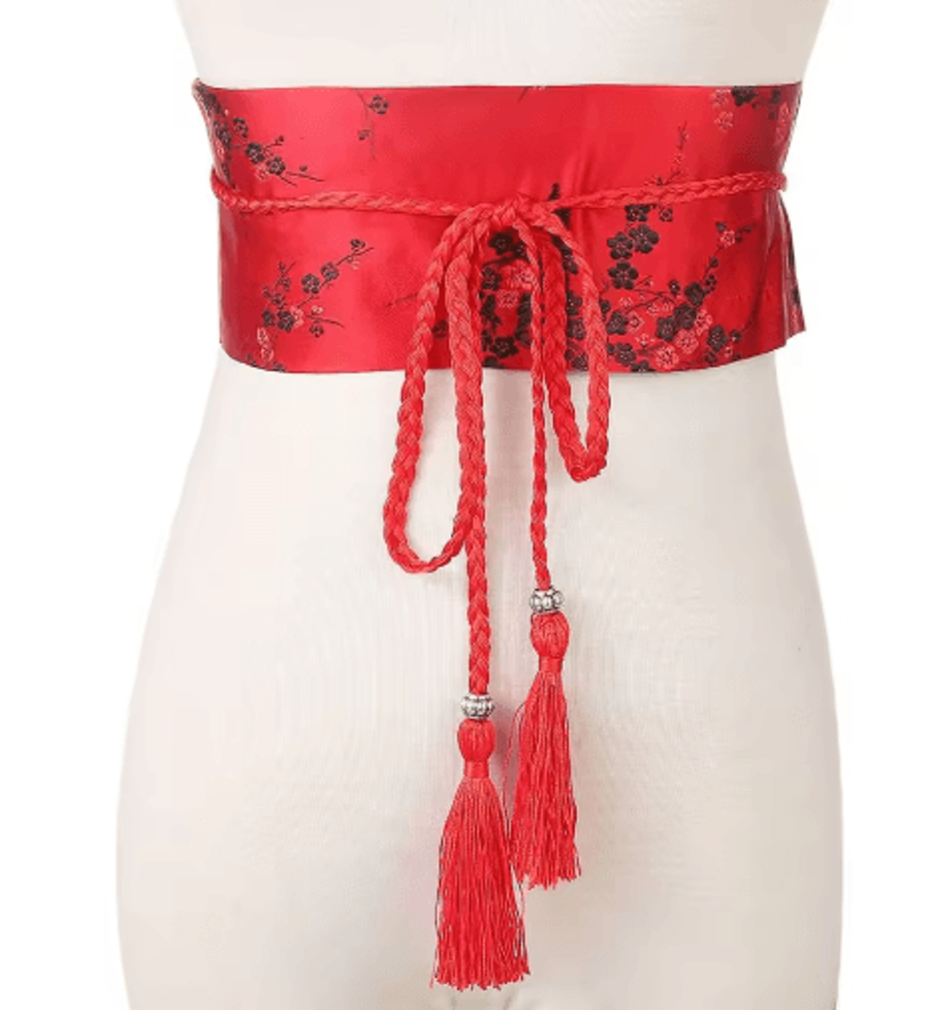Vintage Floral Kimono Waist Belt With Satin Bow Design 4
