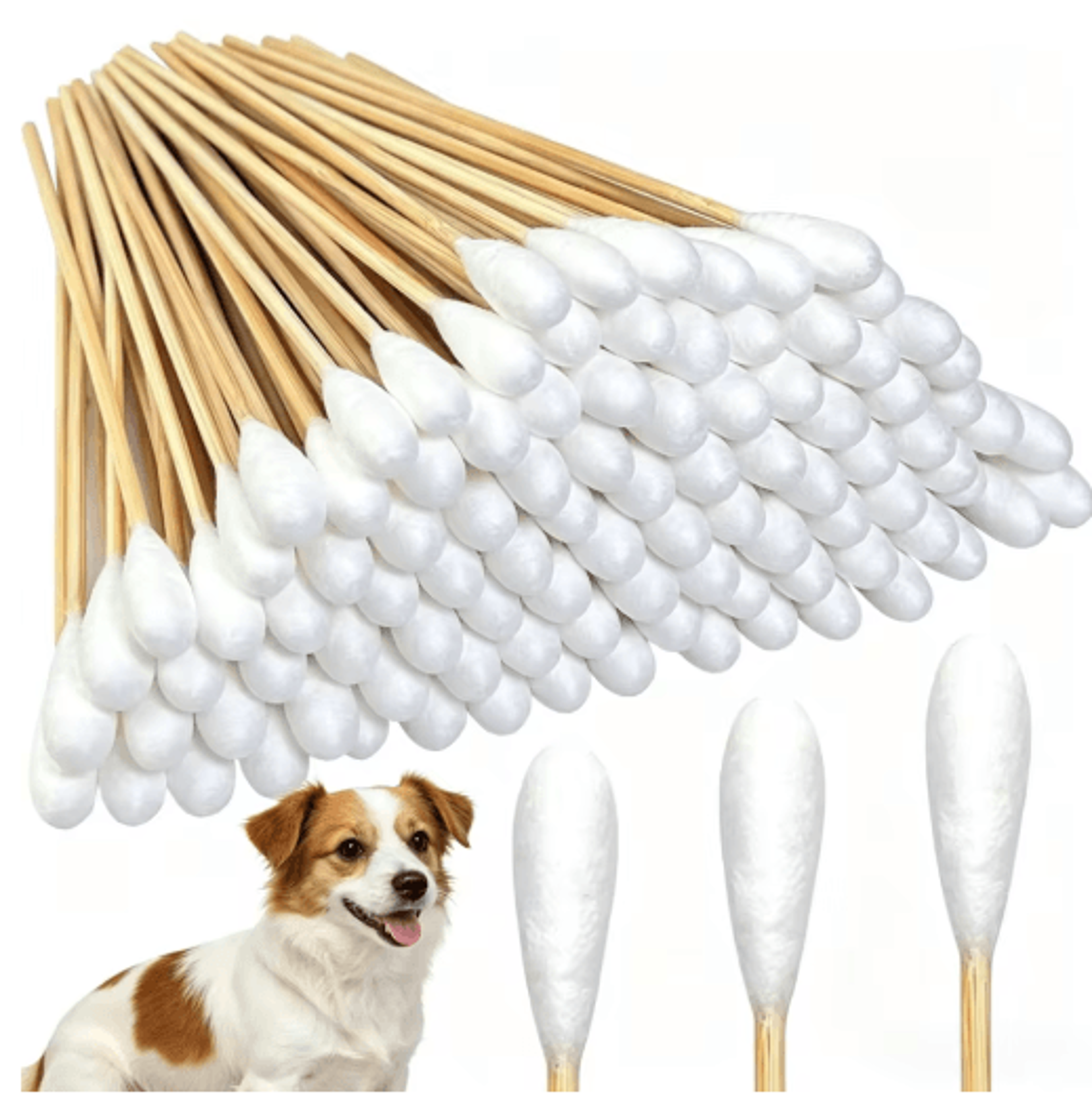Professional Pet Ear Cleaning Cotton Swabs DoubleSided Bamboo Swabs For Dogs  Cats 3