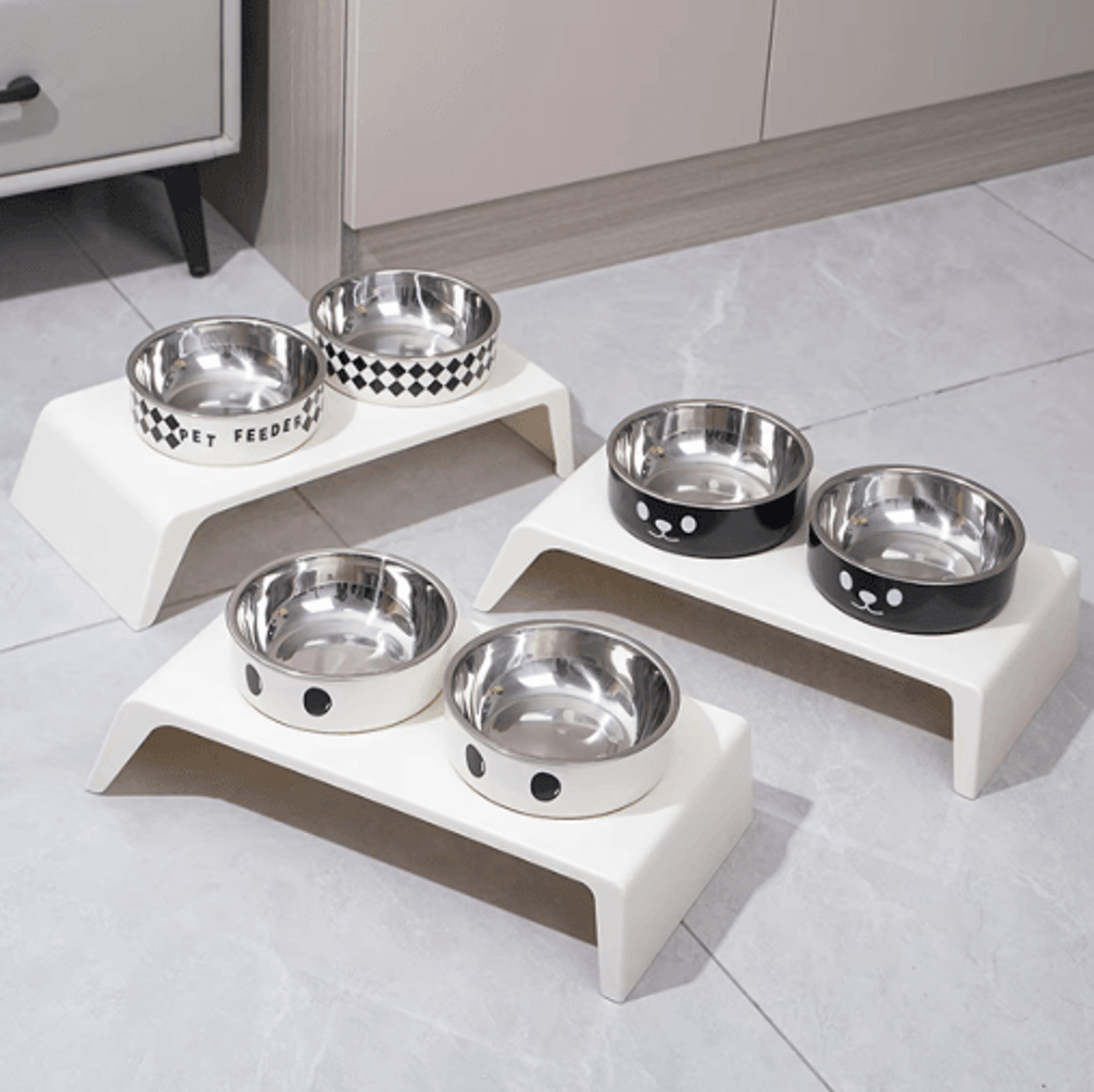 Elevated Dog Feeder With Stainless Steel Bowls Raised Pet Feeding Station For Dogs  Cats 5