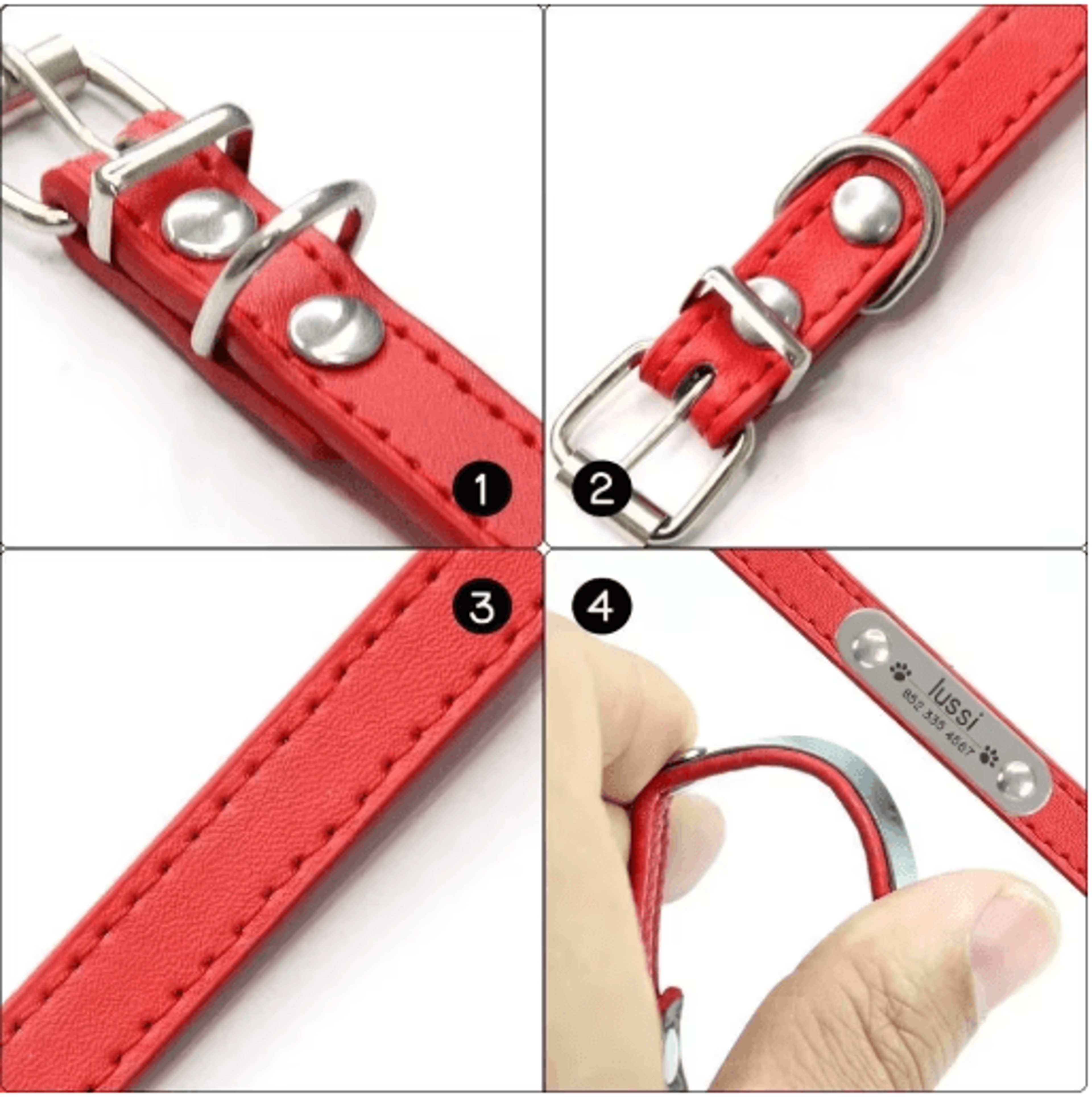 Personalized PU Leather Dog Collar With Engraved Name ID Anti Lost Pet Collar 19