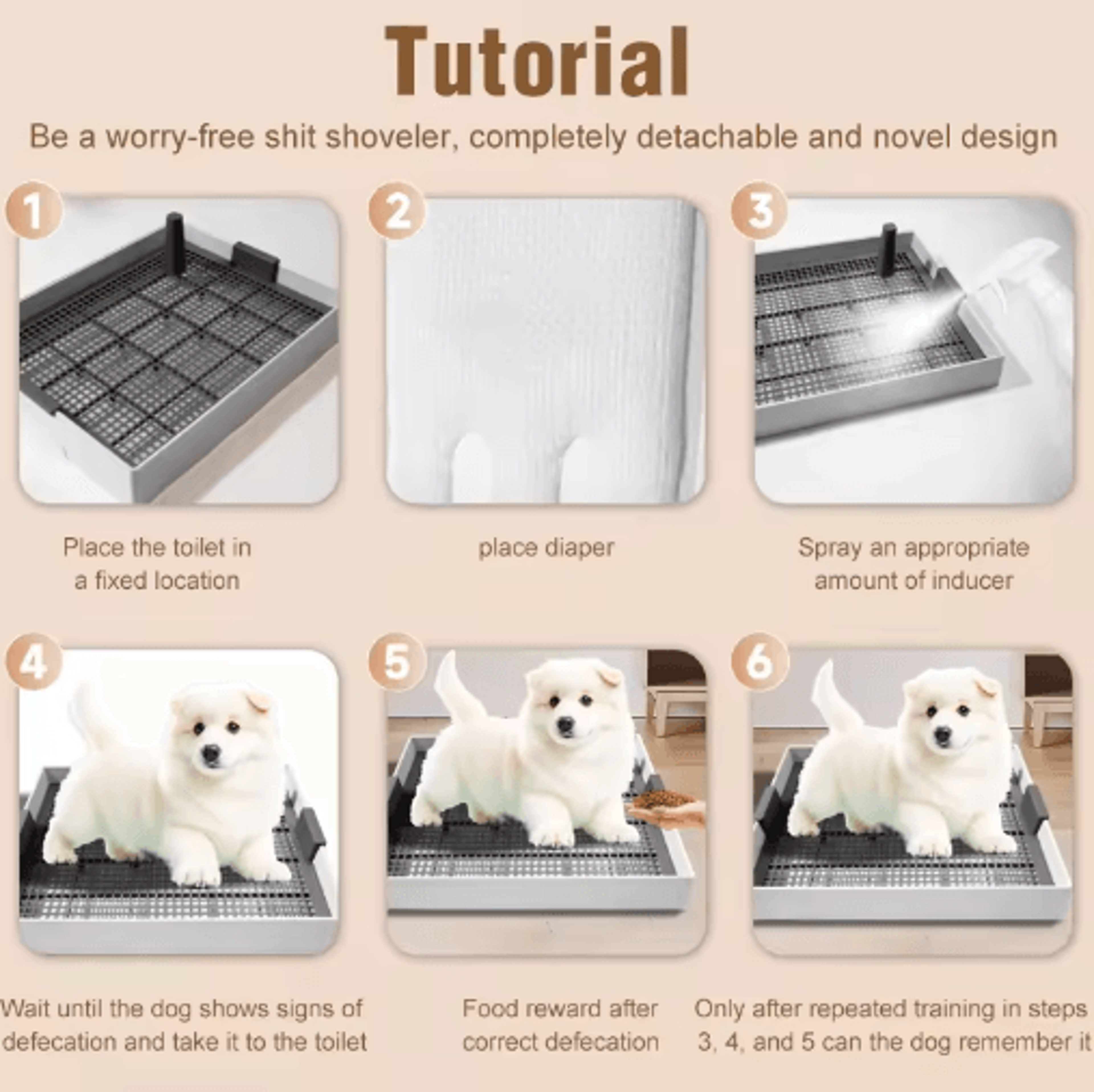 Flat Dog Potty Tray  AntiMess Pee Pad Holder For Small  Medium Dogs 4
