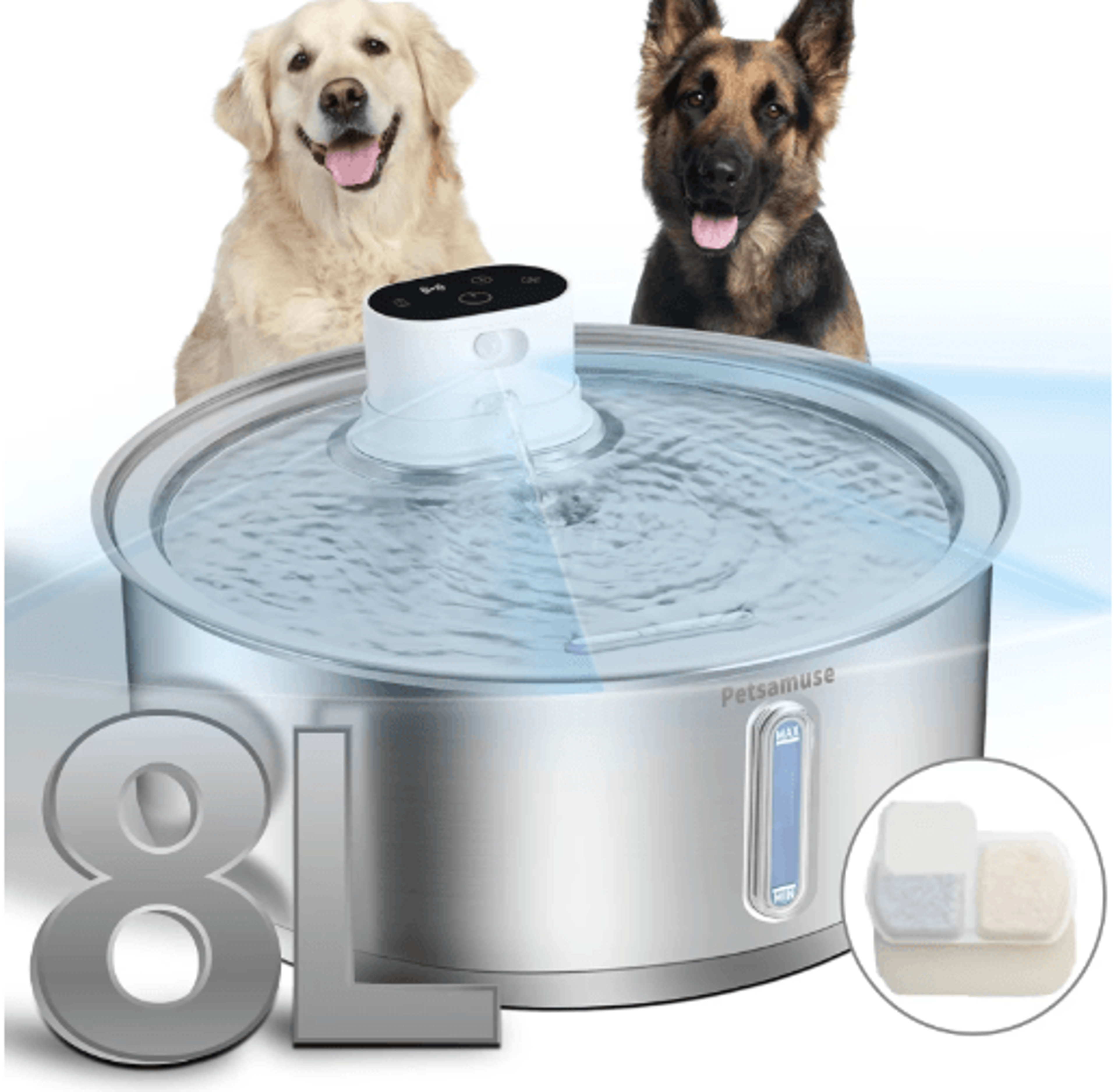 Petavista 8L Wireless Dog Water Fountain  Automatic Stainless Steel Pet Water Dispenser 0