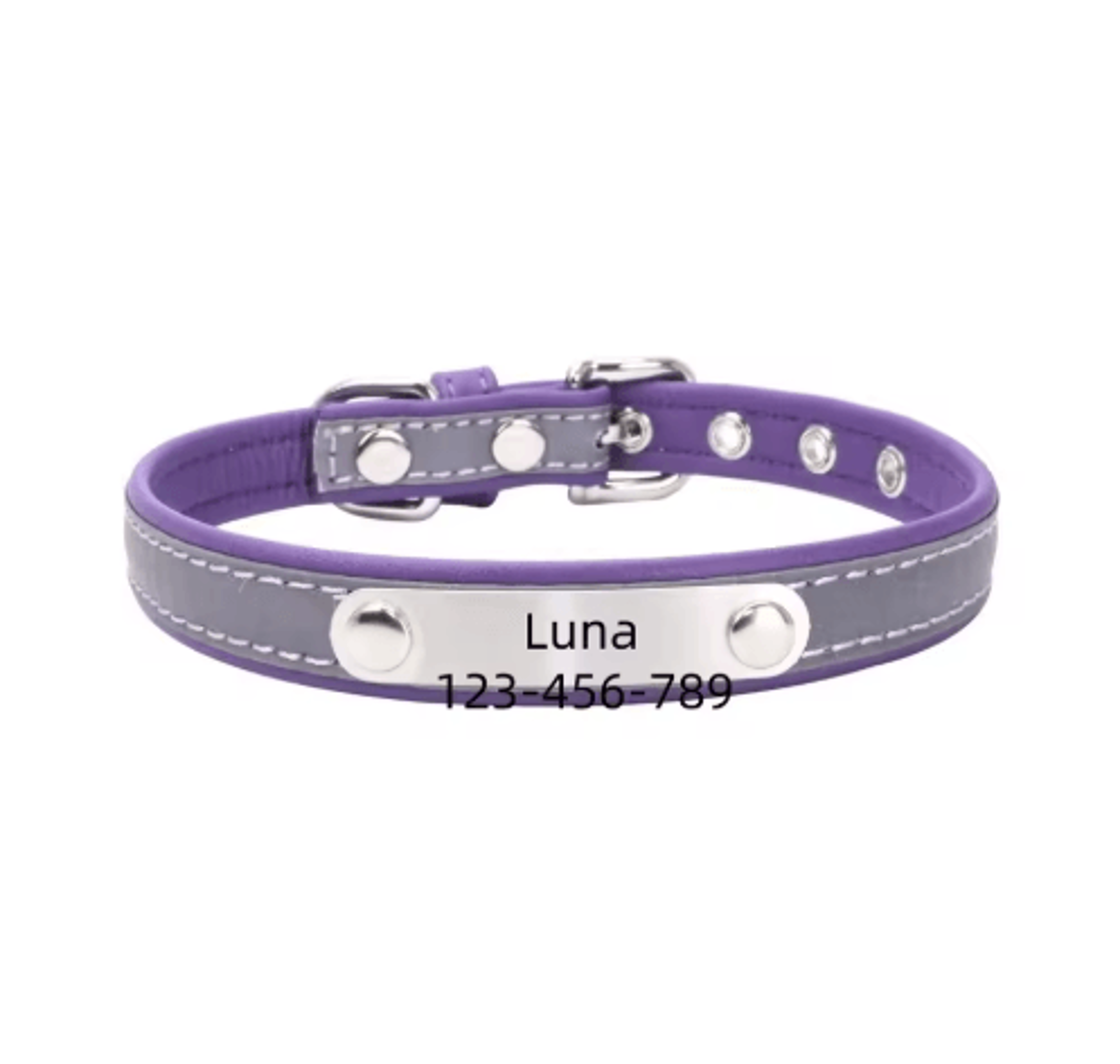 PawSignature Personalized Leather Dog Collar With Custom Engraved Name Plate 2
