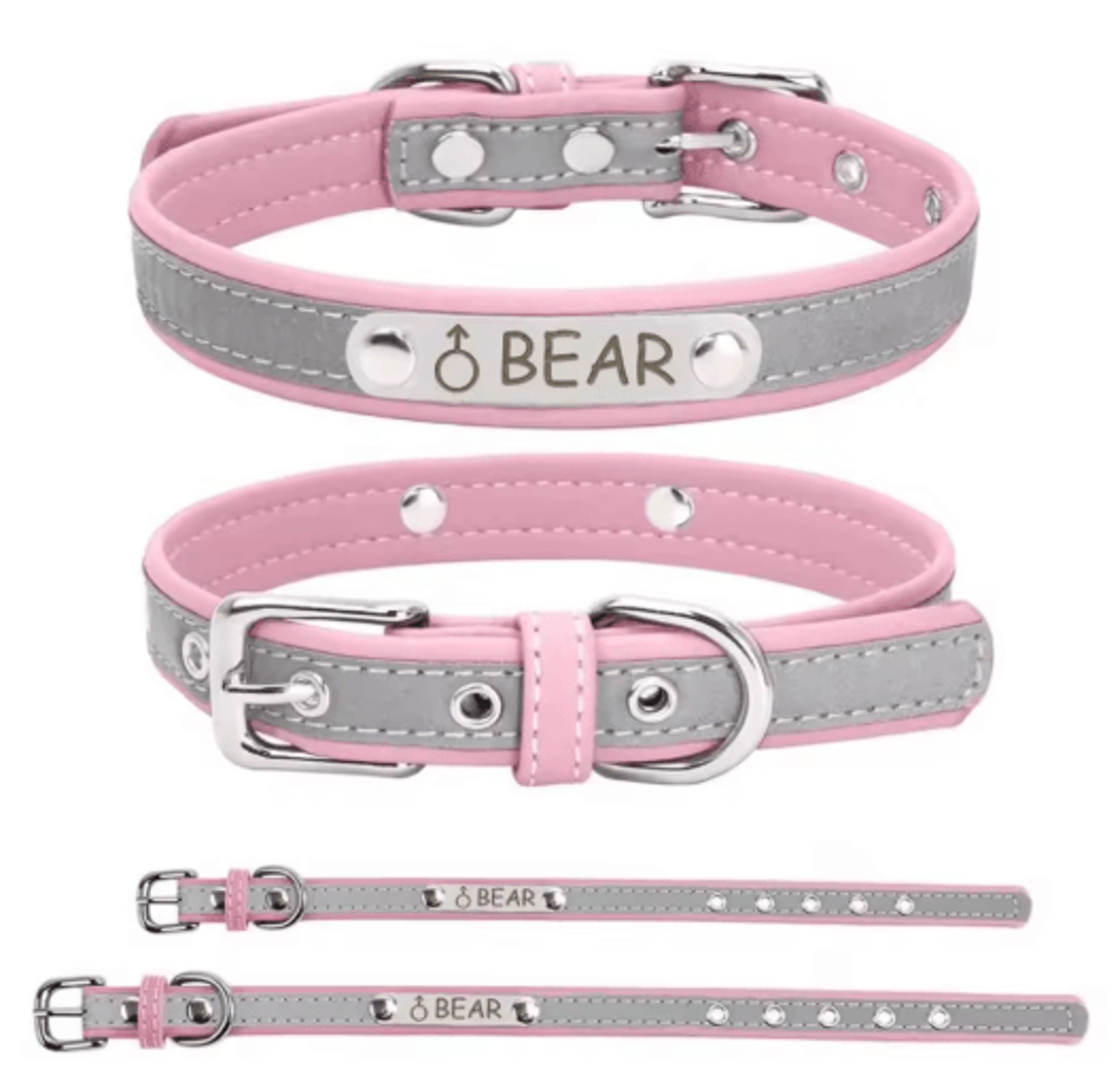 PawSignature Personalized Leather Dog Collar With Custom Engraved Name Plate 3