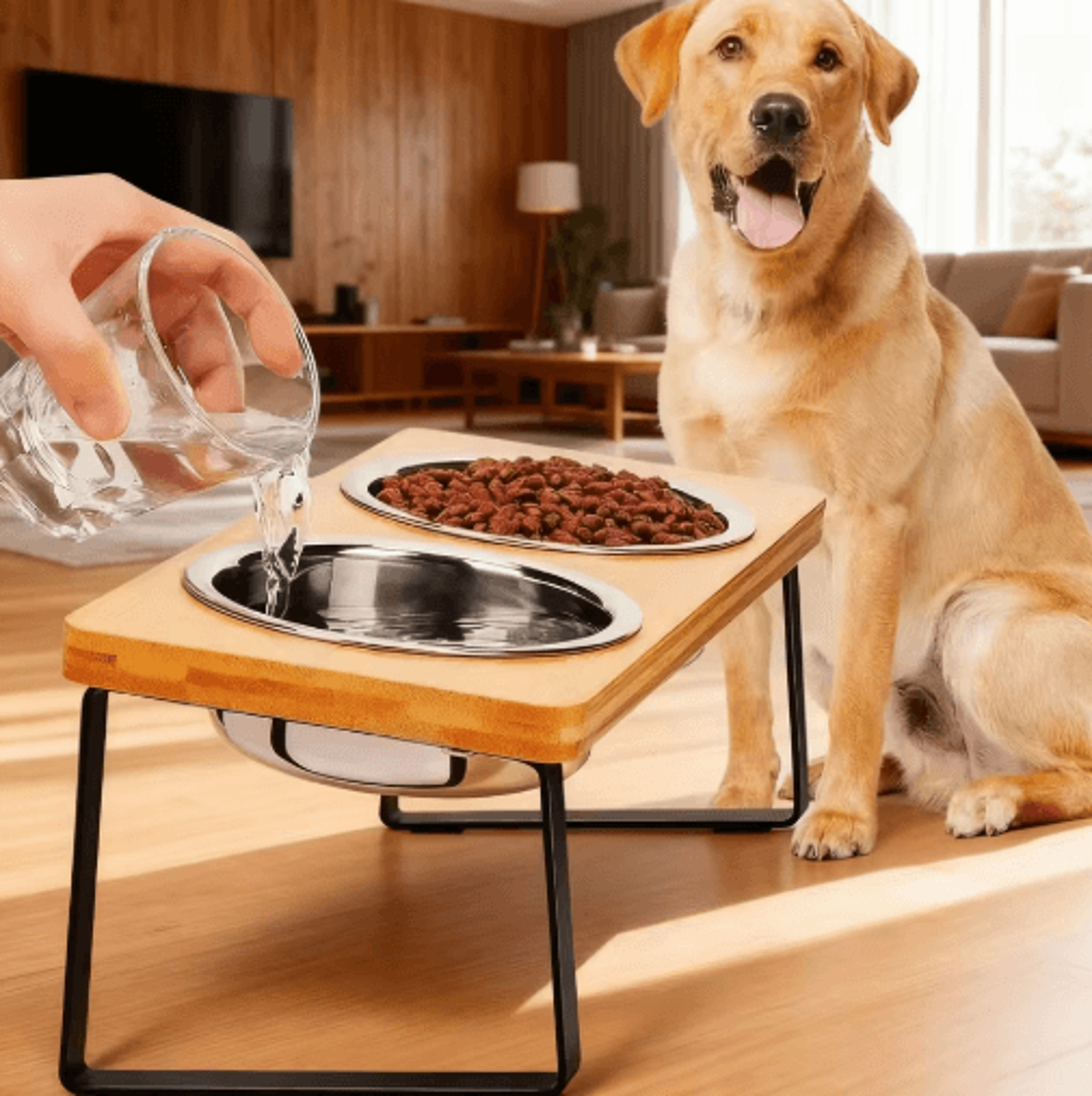 Comfort Dine Raised Cat Bowl Stand With Tilted Stainless Steel Feeding Bowls 0