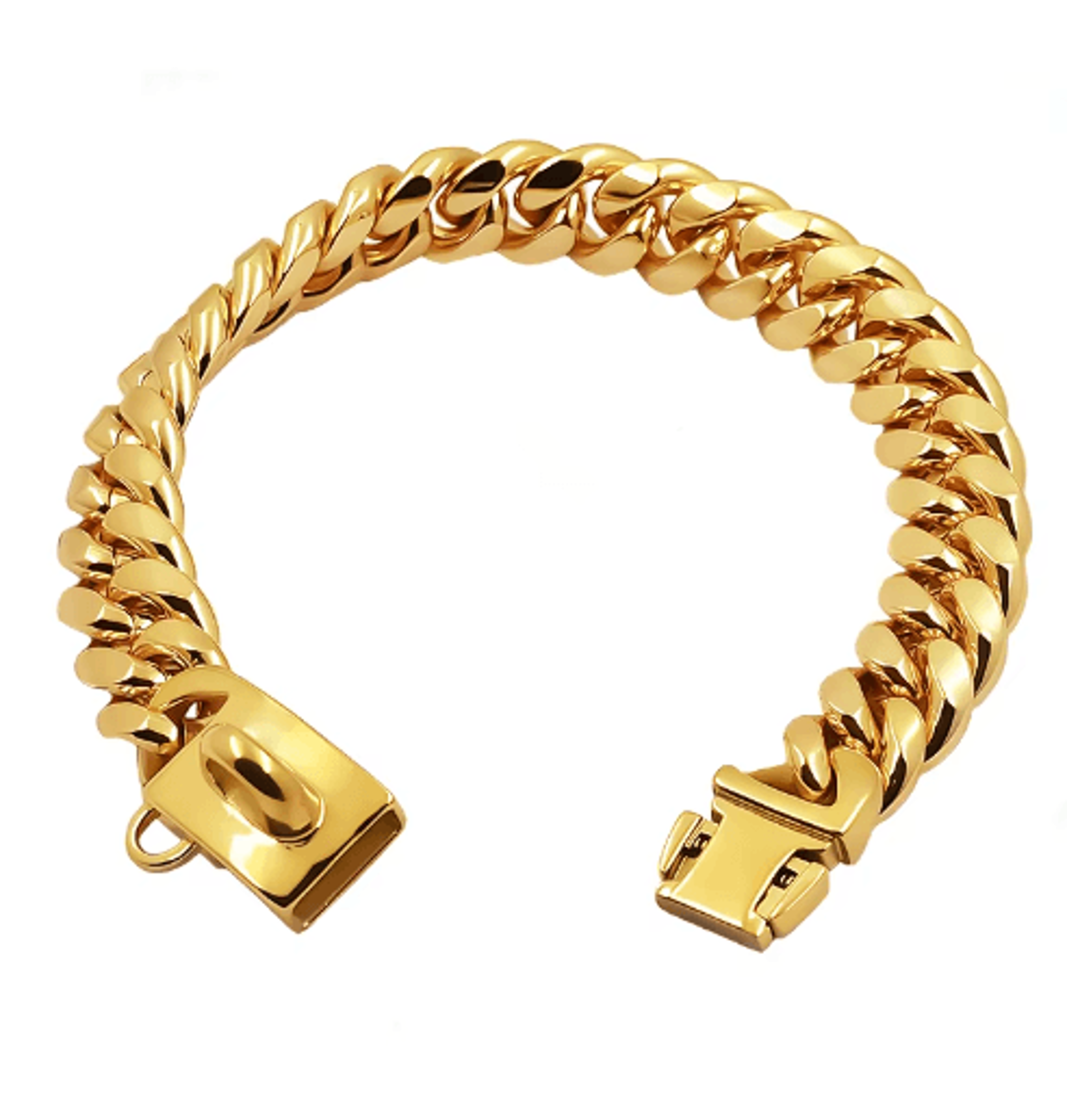 RoyalChain Stainless Steel Dog Chain Collar With Gold Cuban Link Design 0