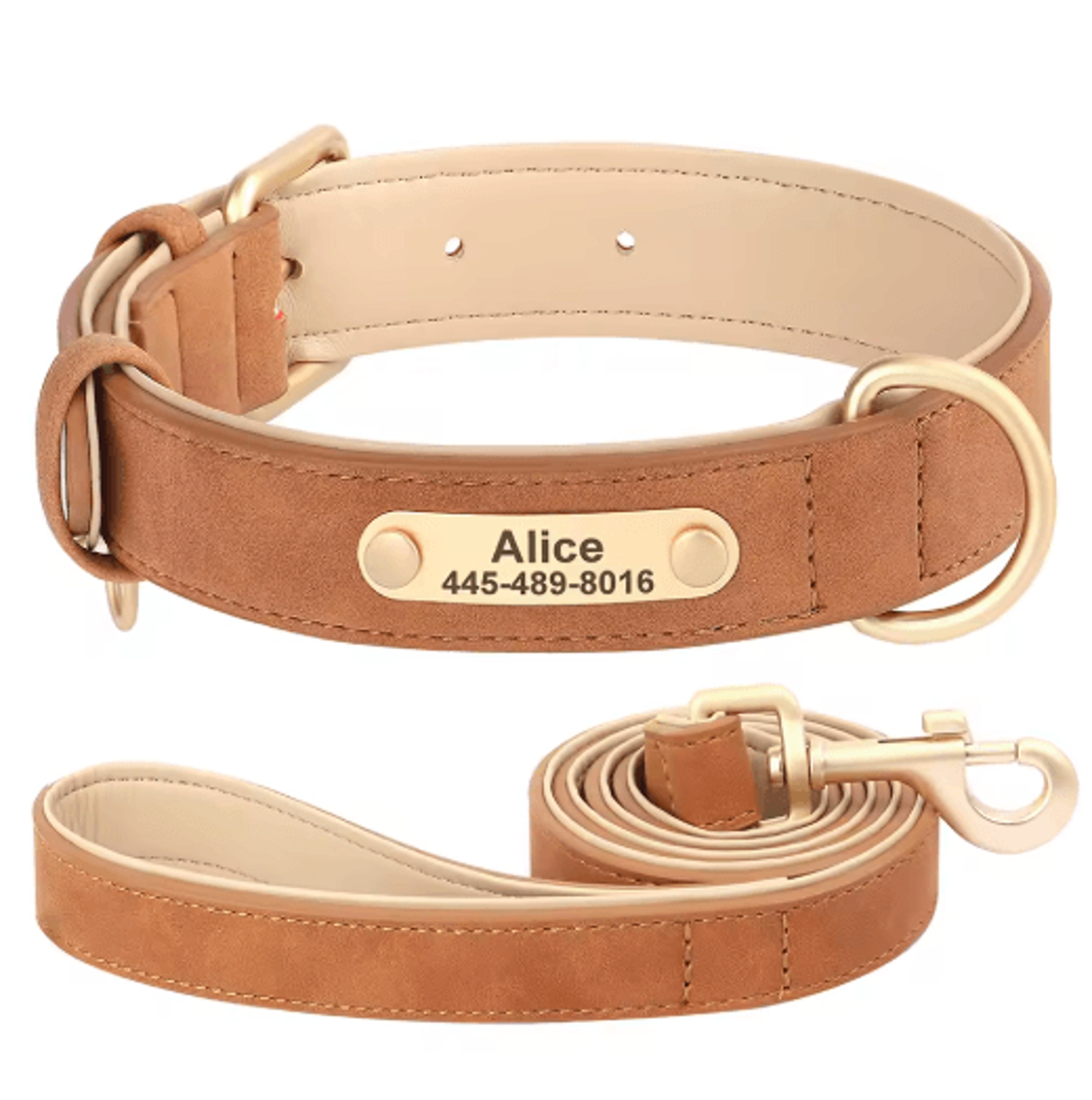 Personalized PU Leather Dog Collar With Free Engraved Nameplate For All Dog Sizes 13