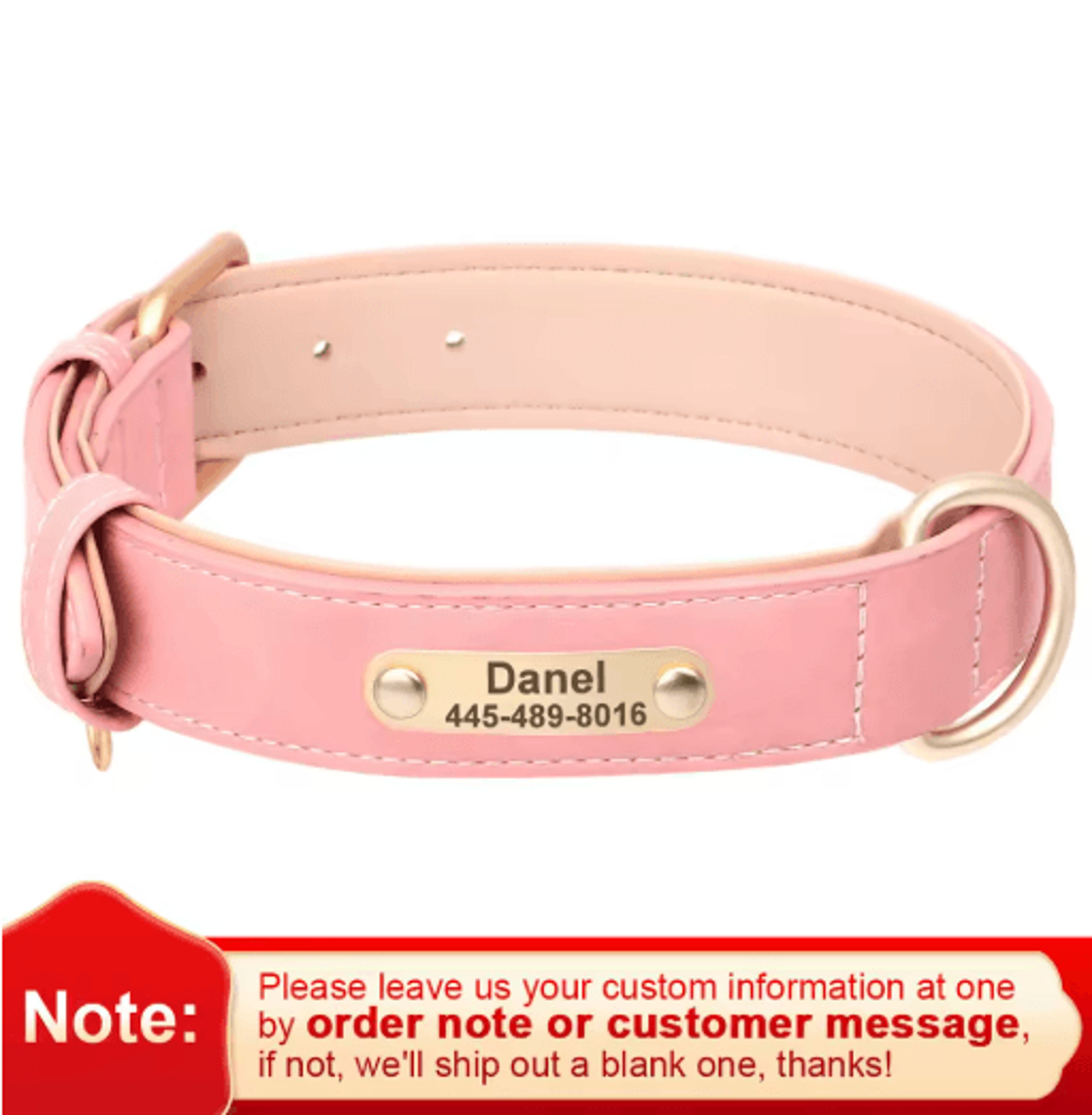 Personalized PU Leather Dog Collar With Free Engraved Nameplate For All Dog Sizes 18