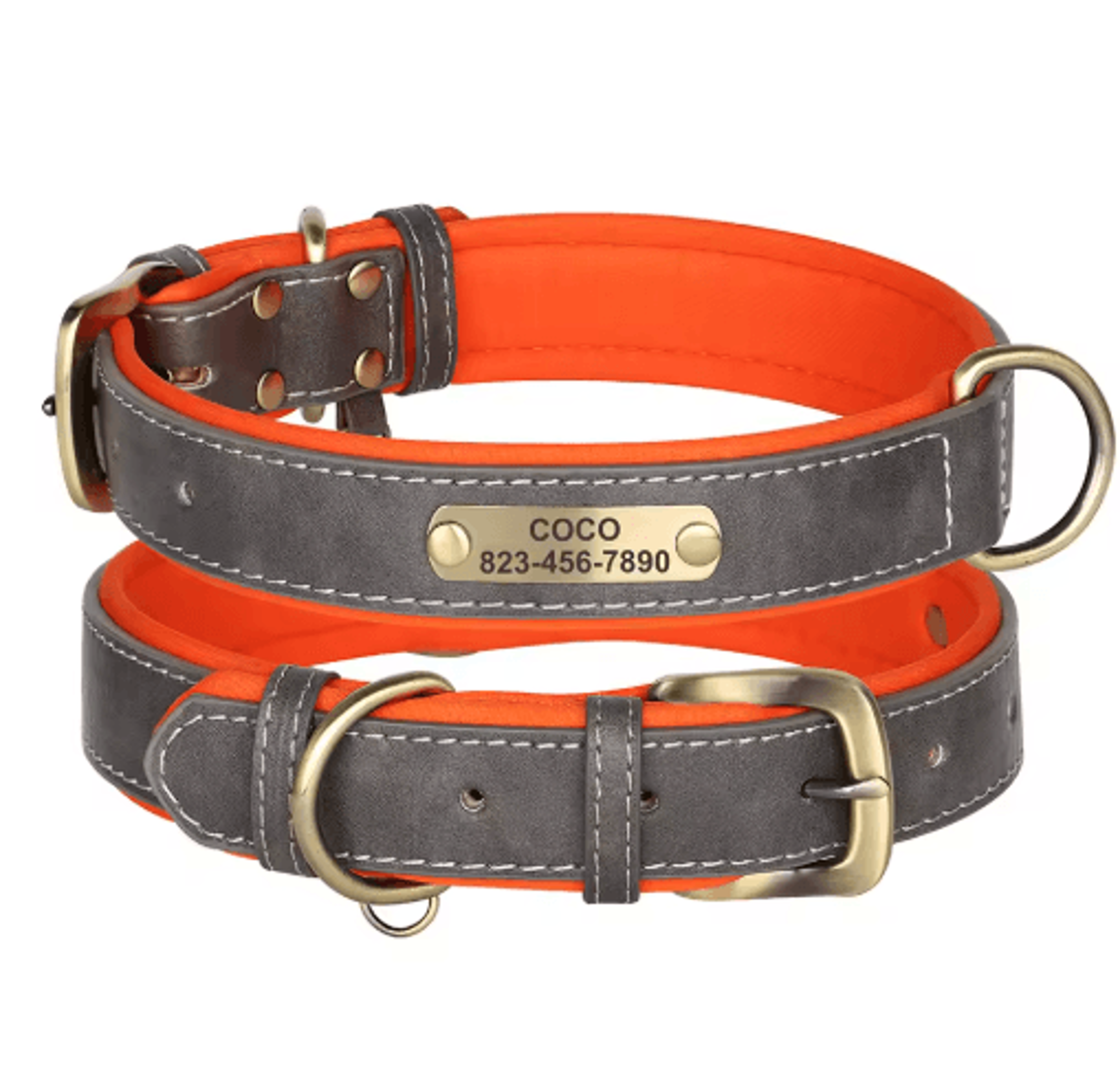 Personalized PU Leather Dog Collar With Free Engraved Nameplate For All Dog Sizes 24