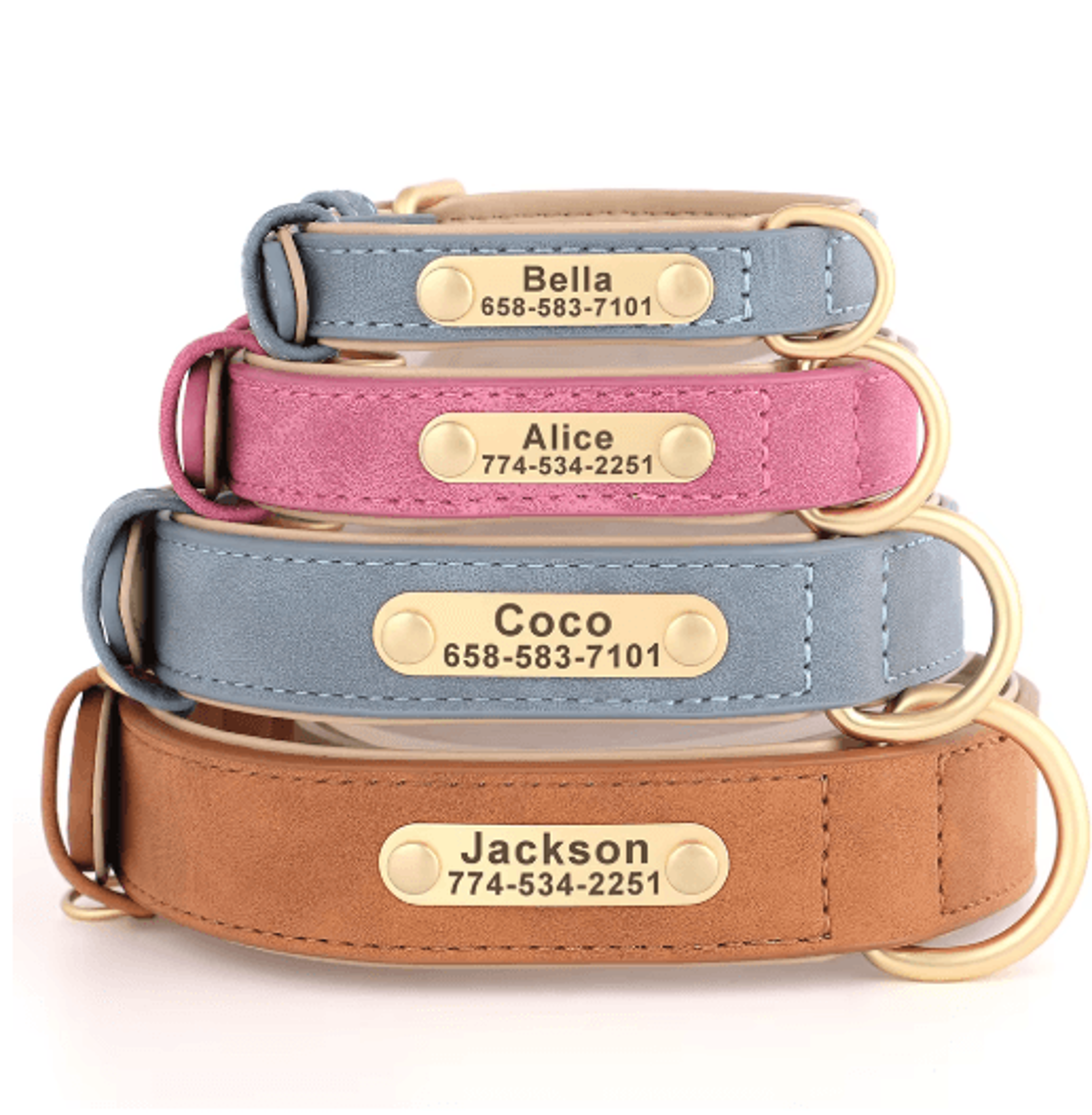 Personalized PU Leather Dog Collar With Free Engraved Nameplate For All Dog Sizes 28