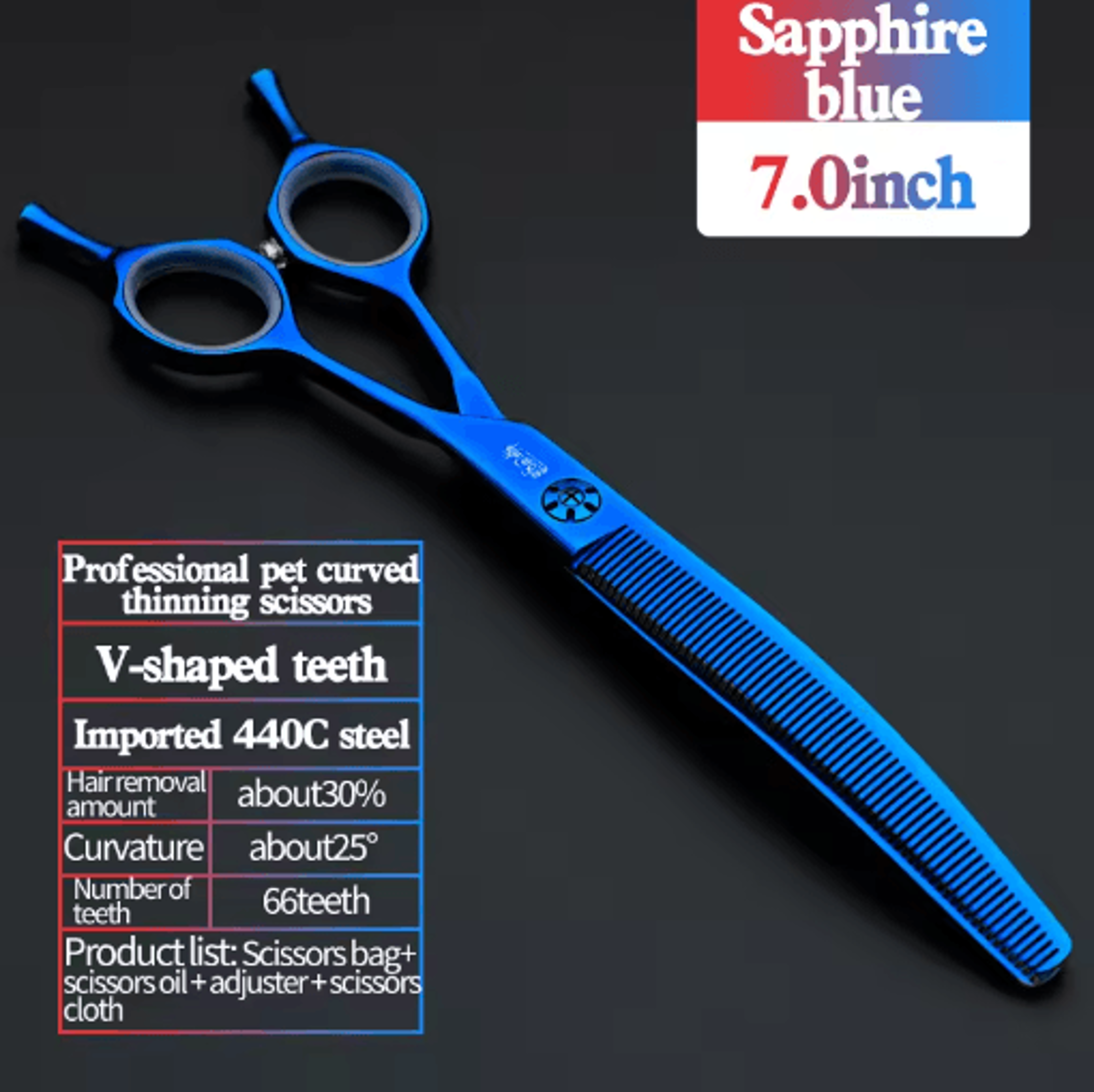 Professional 7 Inch JP440C Pet Grooming Scissors Set With Curved  Fishbone Teeth Blades 5