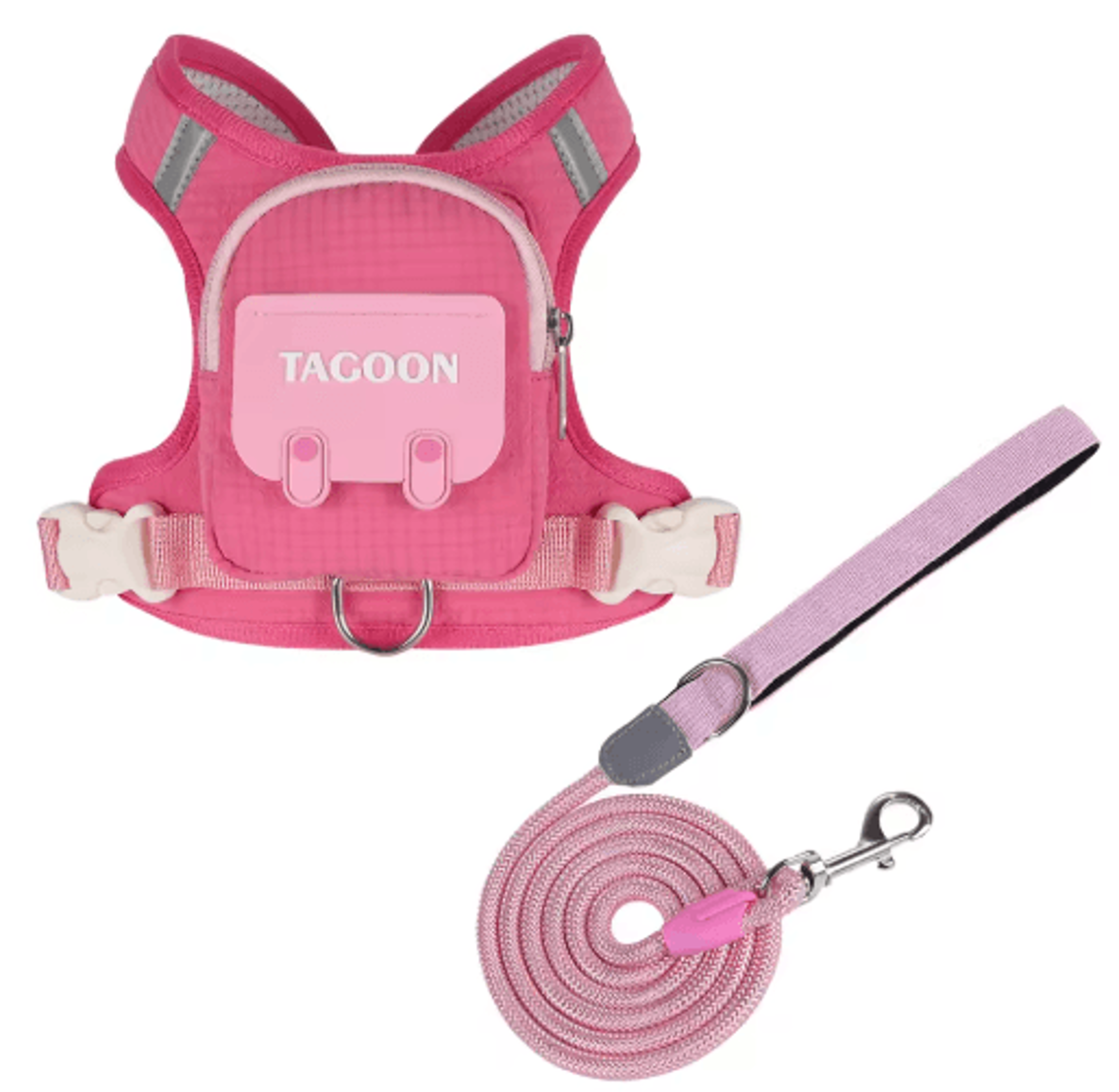 Adjustable Reflective Dog  Cat Harness With Leash And Backpack Set 2