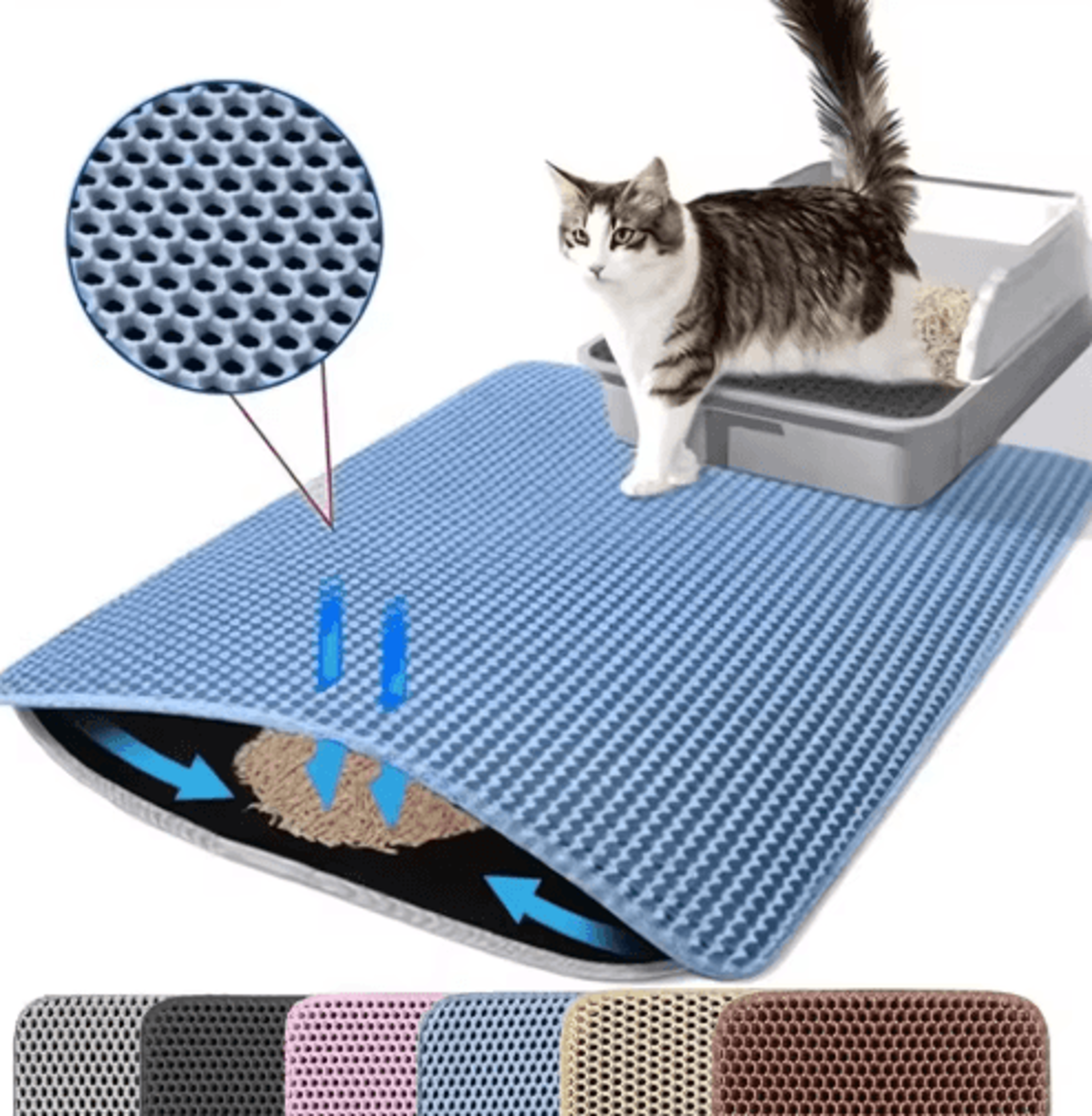 Waterproof Double Layer Cat Litter Mat  NonSlip Washable Pet Litter Box Pad 2