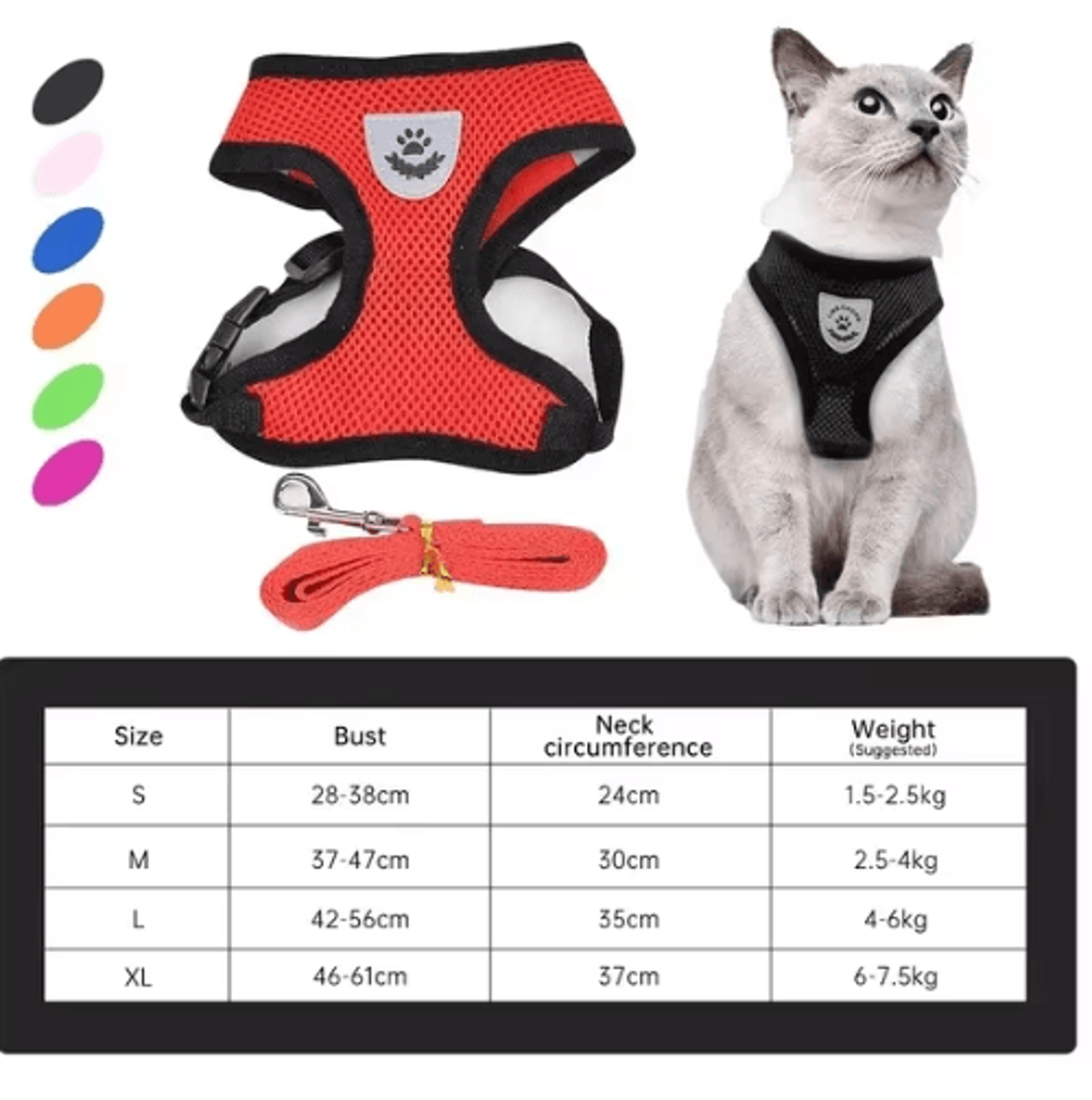 Soft Breathable Mesh Pet Harness  Leash Set For Dogs Puppies  Cats 9