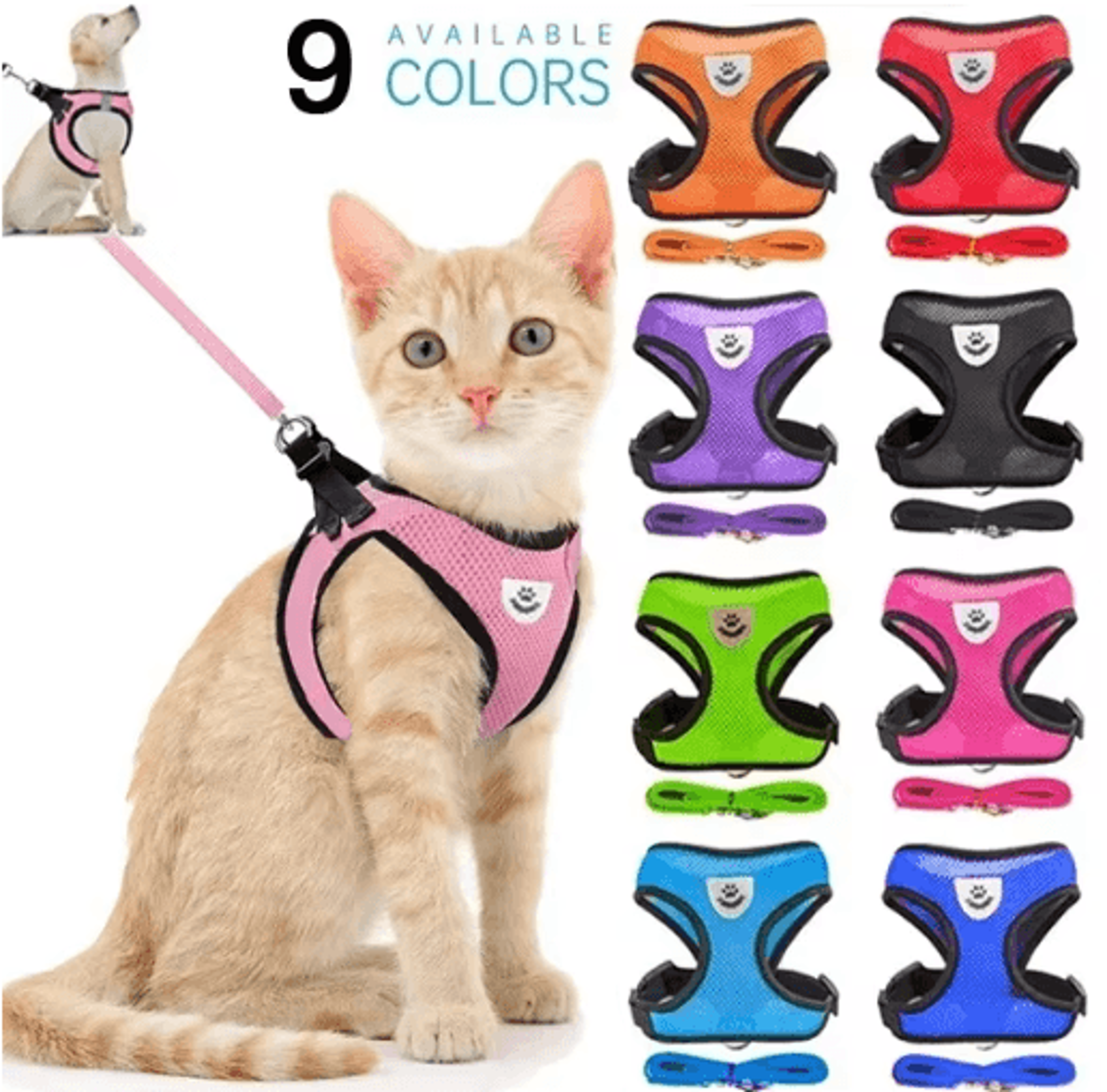 Soft Breathable Mesh Pet Harness  Leash Set For Dogs Puppies  Cats 0