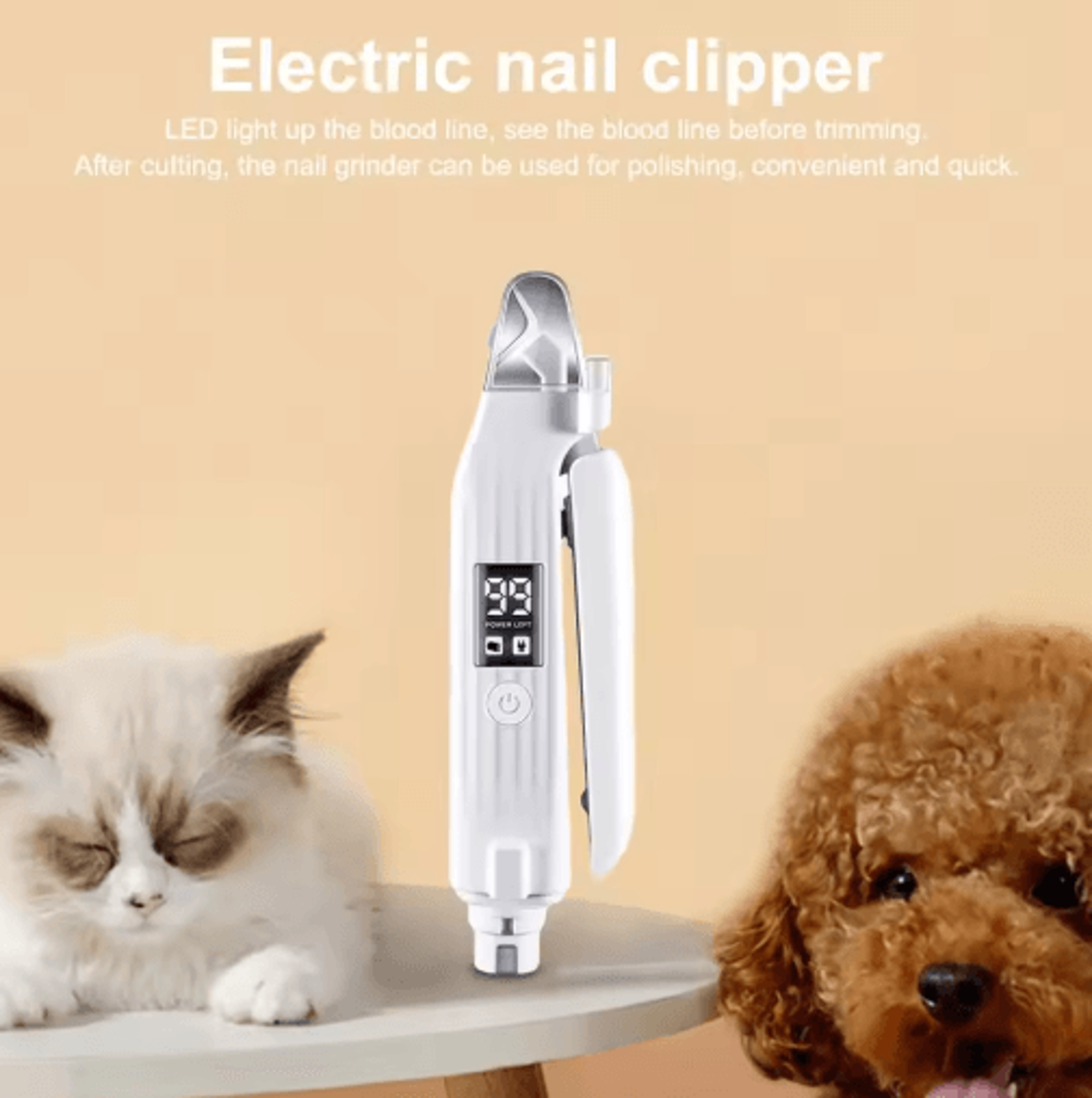2in1 Electric Dog Nail Grinder  Clipper With LED Light  Rechargeable Pet Nail Trimmer For Dogs  Cat 4