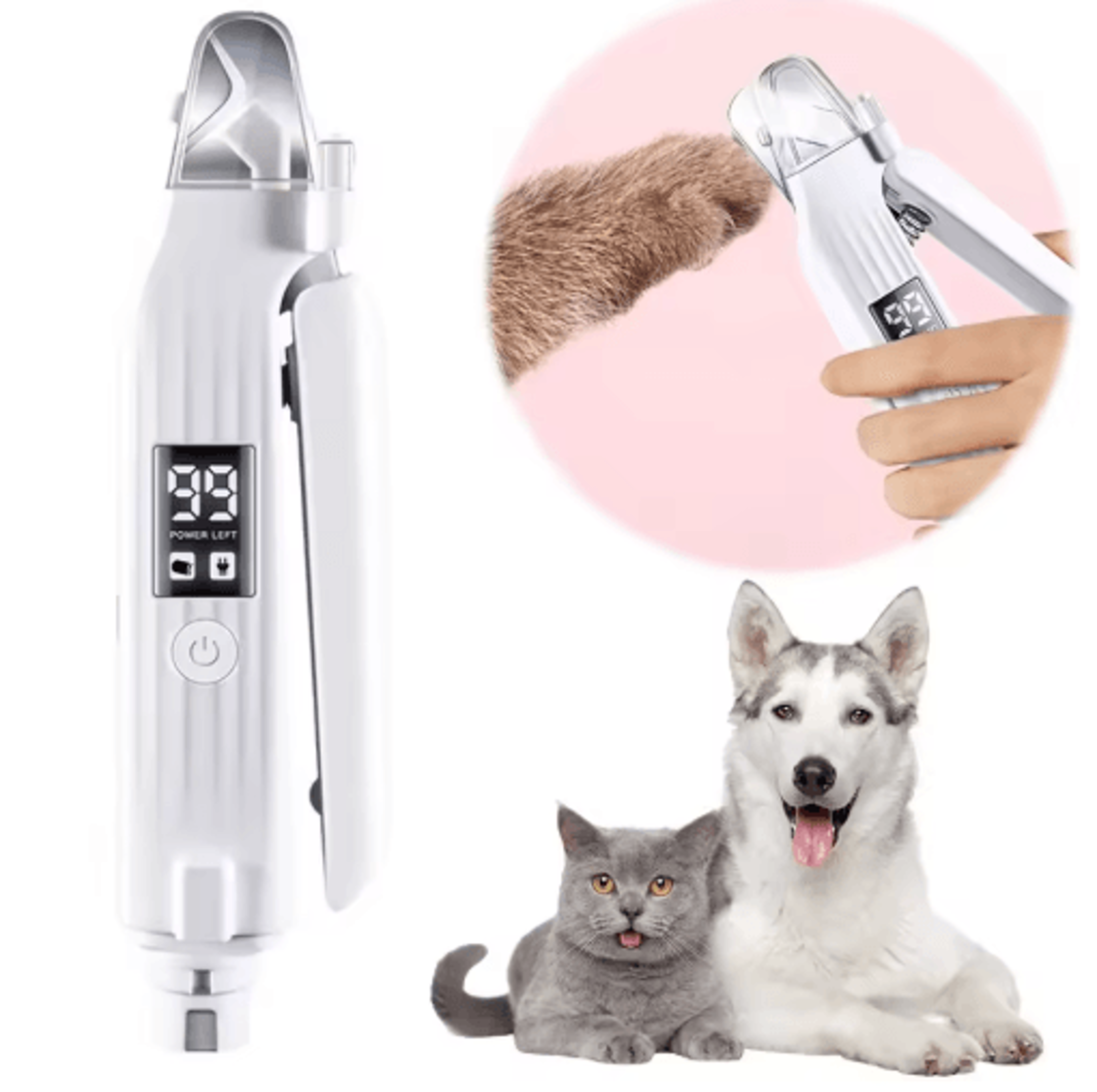 2in1 Electric Dog Nail Grinder  Clipper With LED Light  Rechargeable Pet Nail Trimmer For Dogs  Cat 0
