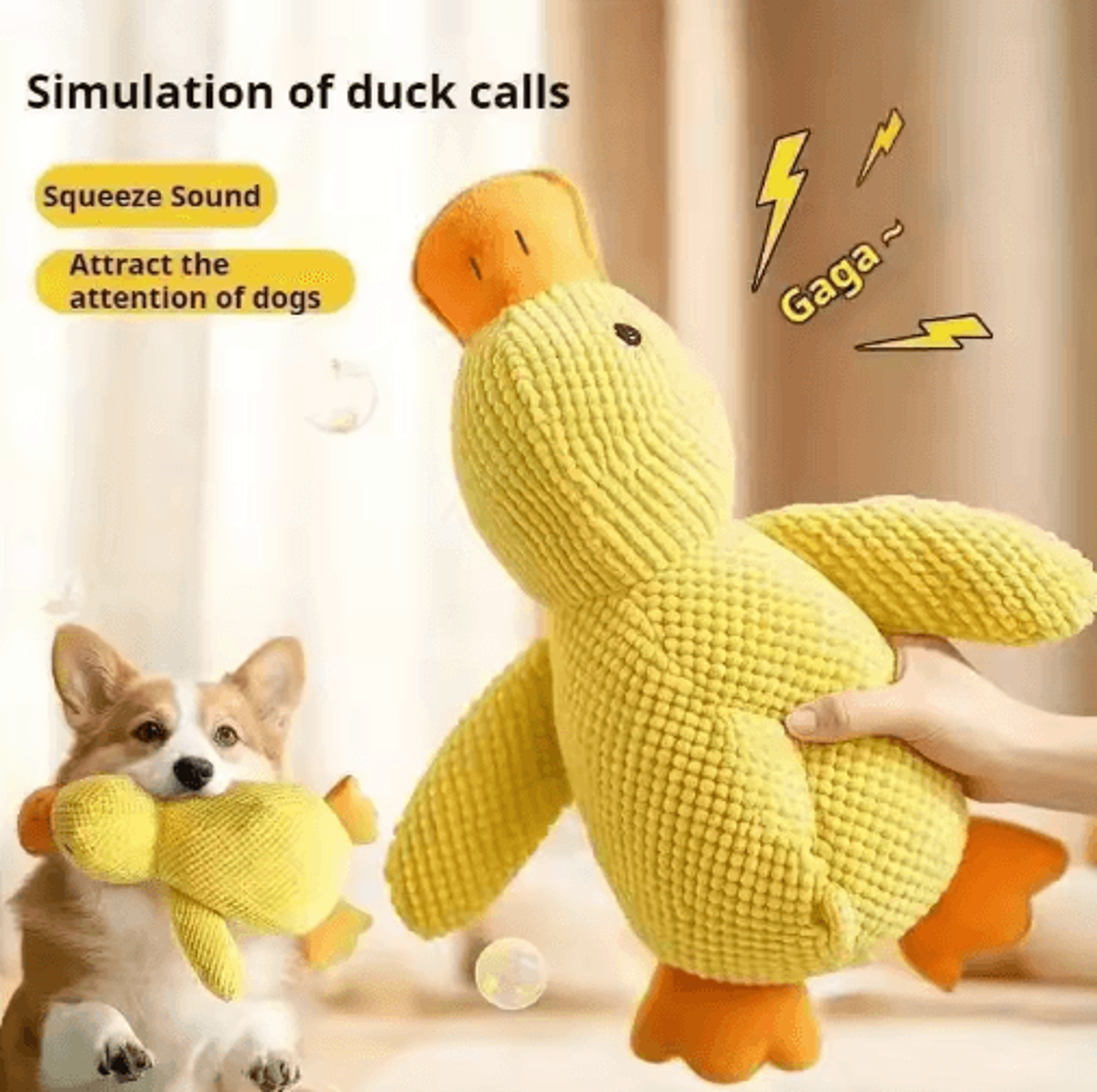 Duck Plush Dog Toy With Quacking Sound  Durable Chew  Teeth Grinding Companion For Dogs 0