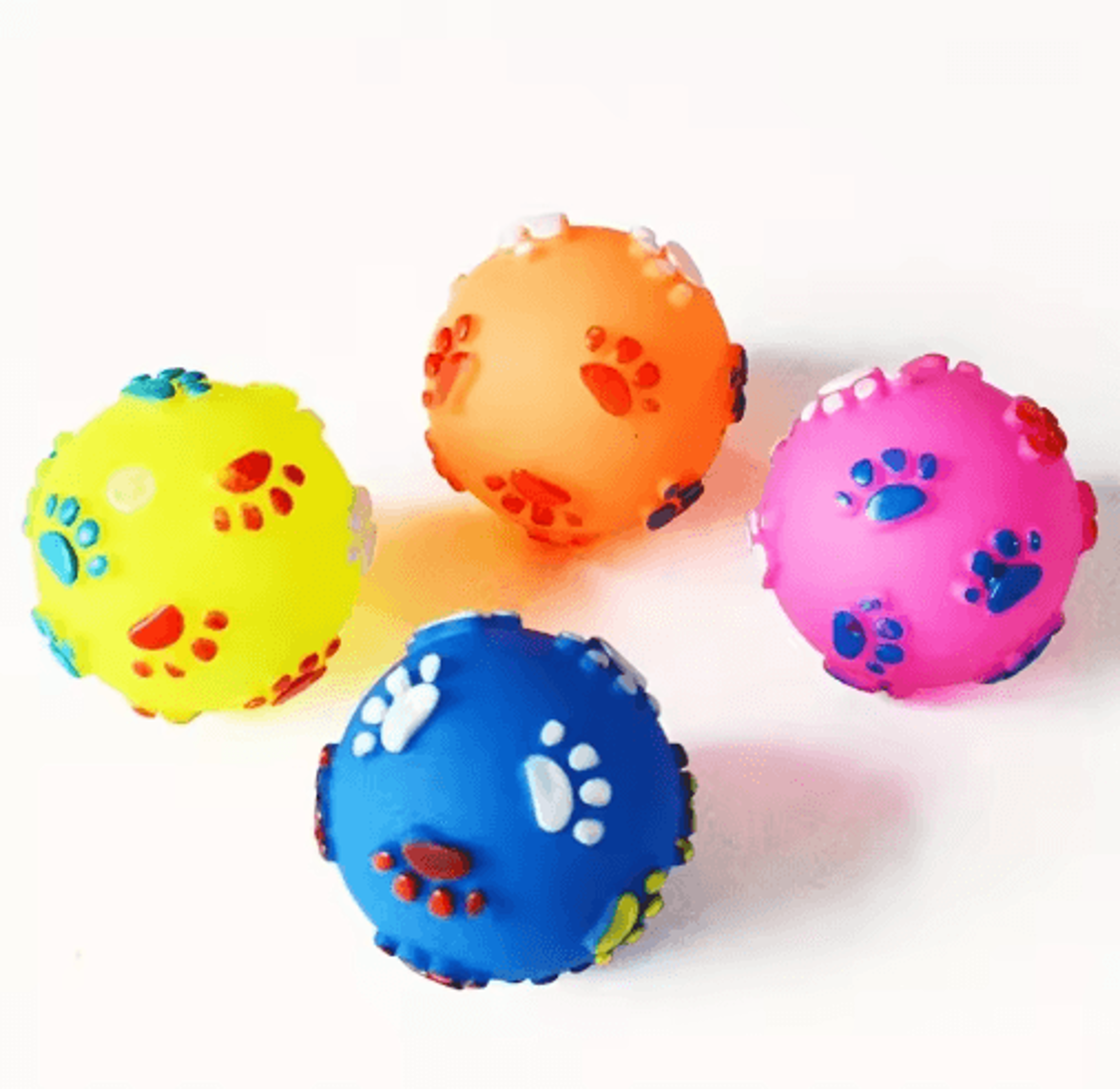 Footprint Sound Rubber Dog Ball  Interactive Puppy Chew  Play Toy 2