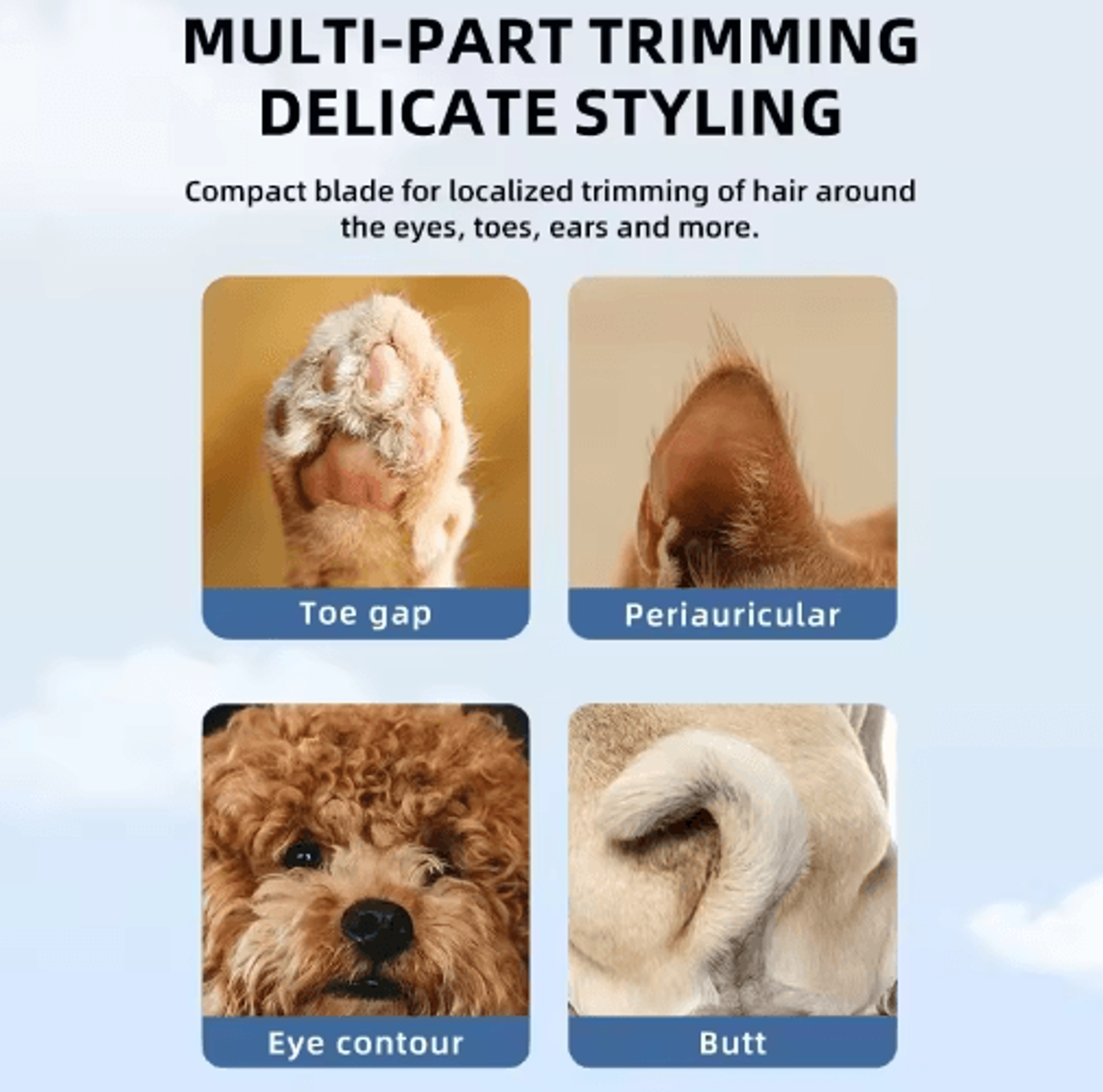 TypeC Dog Paw Trimmer With LED Light  Waterproof Pet Grooming Clipper With Wide Blade 8