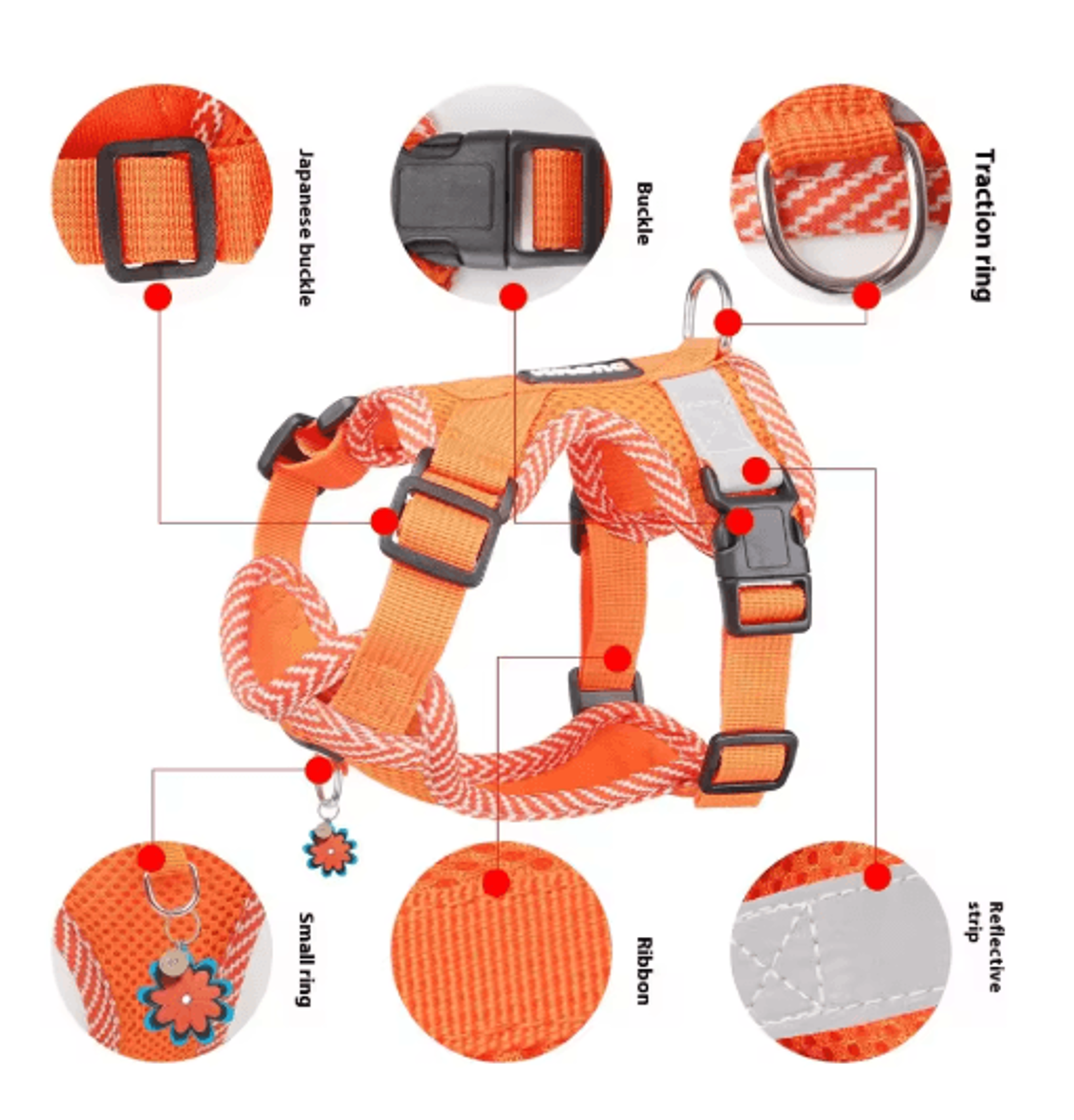 Breathable Reflective Pet Harness  Leash Set For Small  Medium Dogs And Cats 7
