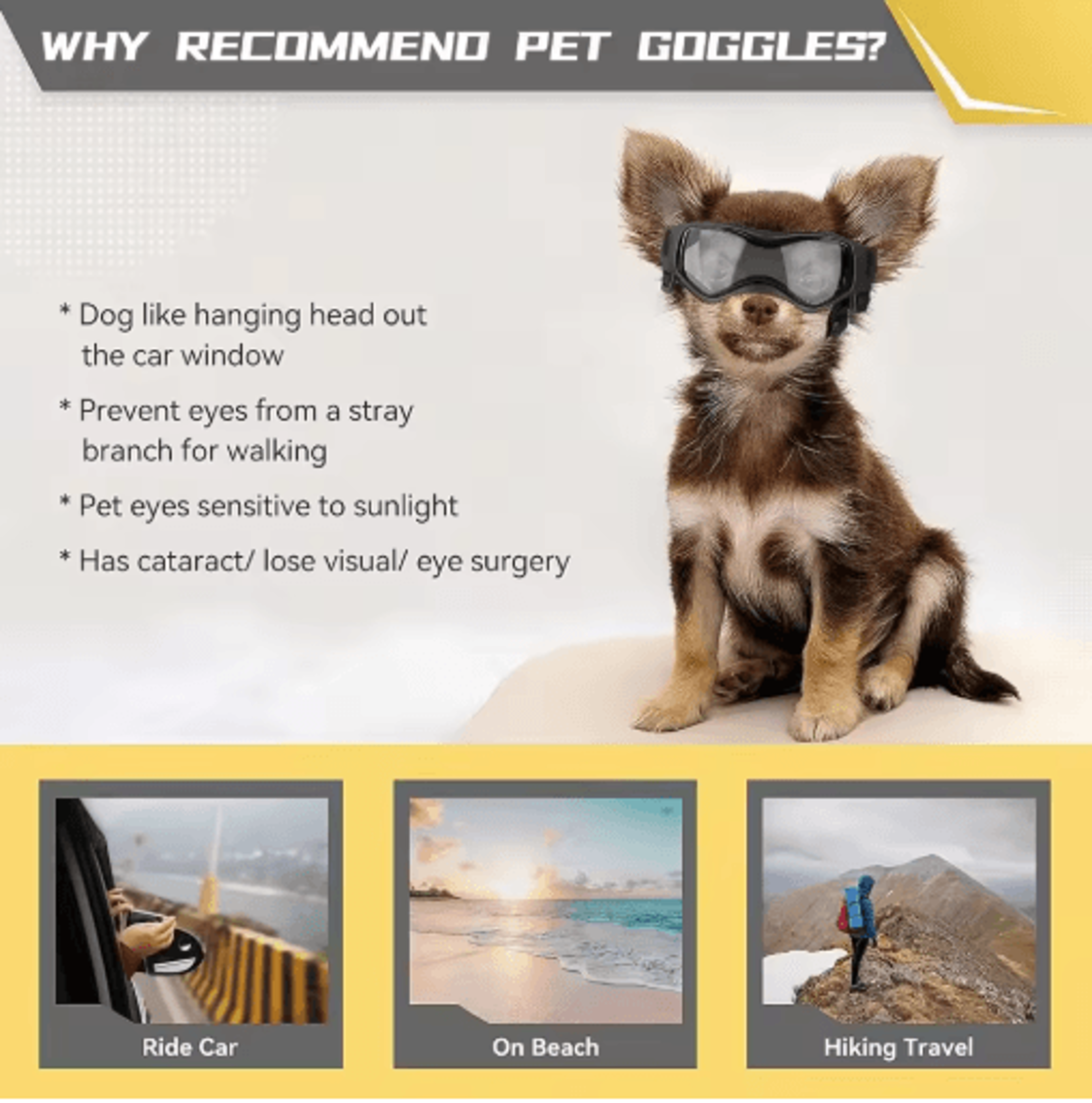 Adjustable Dog Sunglasses With UV Protection Windproof Pet Goggles For Small  Medium Dogs 3